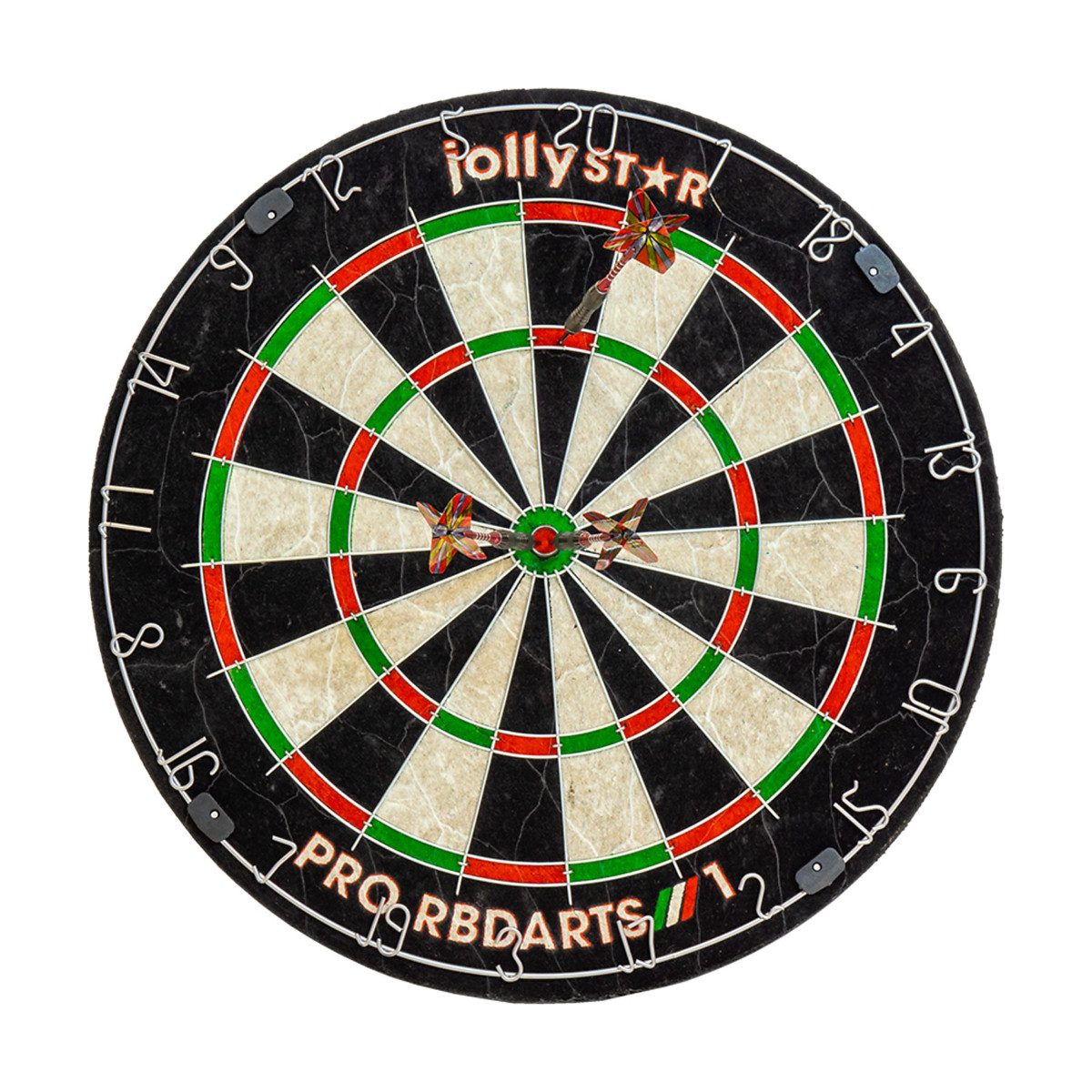 Jollystar Dartscheibe Profi Bristle Dartscheibe mit Metallring Turniermaß 38 kg, (Dartscheibe, 1-tlg., Einzelartikel), Professionelle Bristle Dartscheibe mit selbstheilender Sisaloberfläche