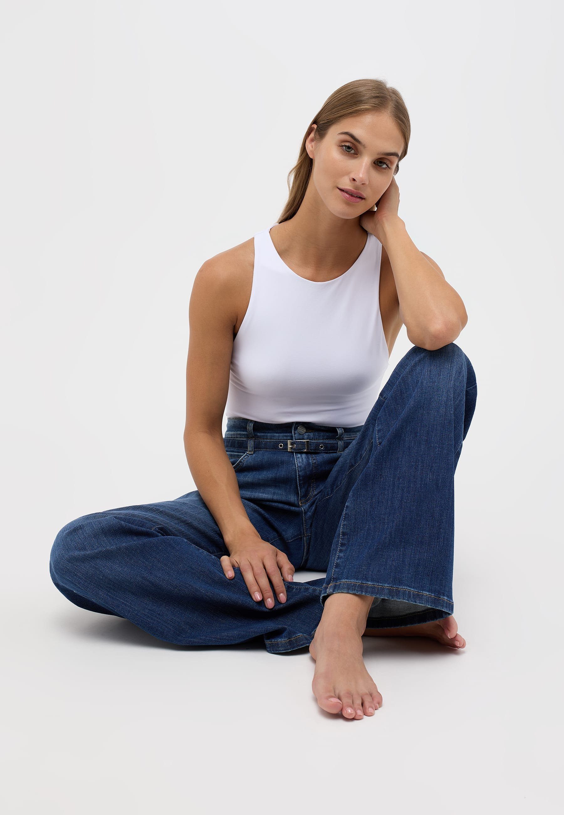 Relax-fit-Jeans Belt Jeans mit Liz Reißverschluss mit ANGELS Gürtel
