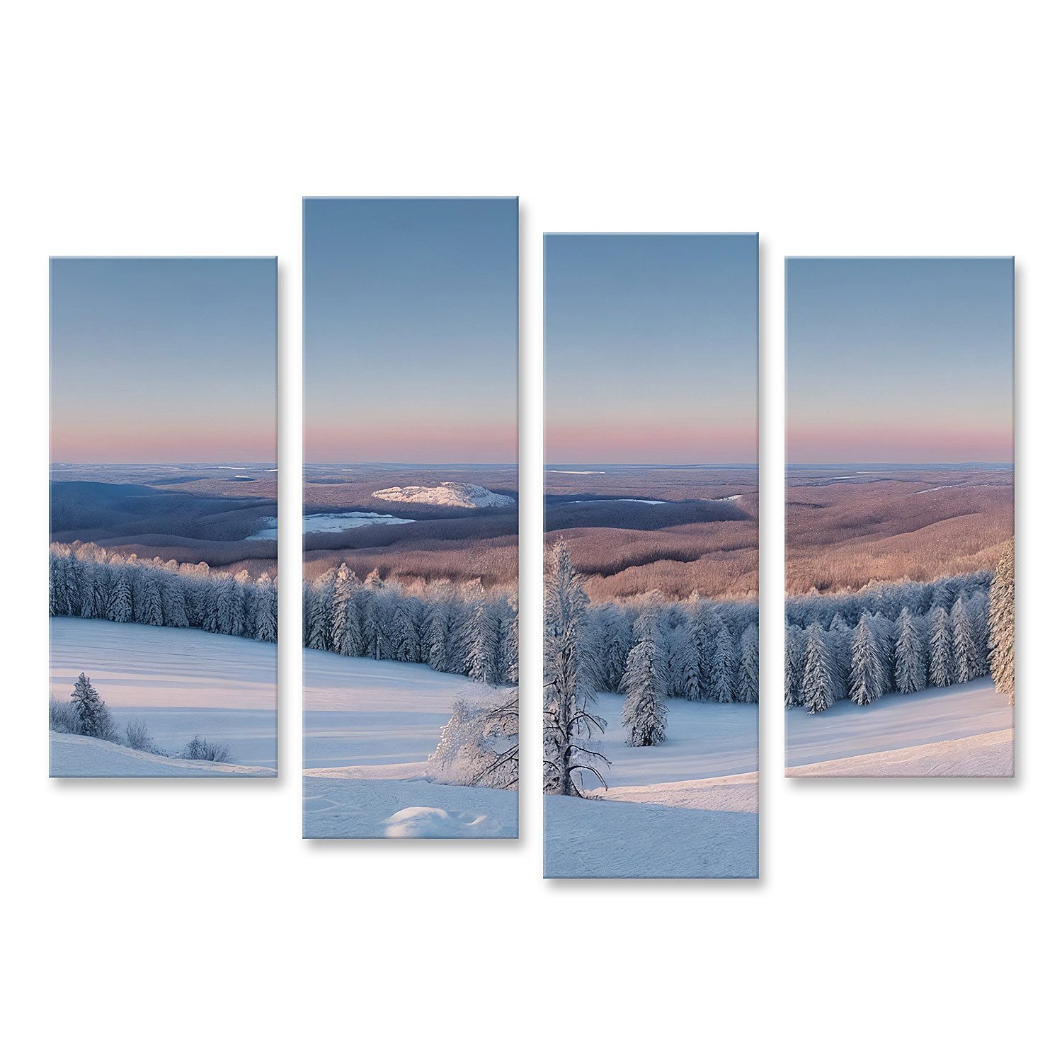 islandburner Leinwandbild Winterlandschaft: Eindrucksvolles Panorama einer zauberhaften Winterwe