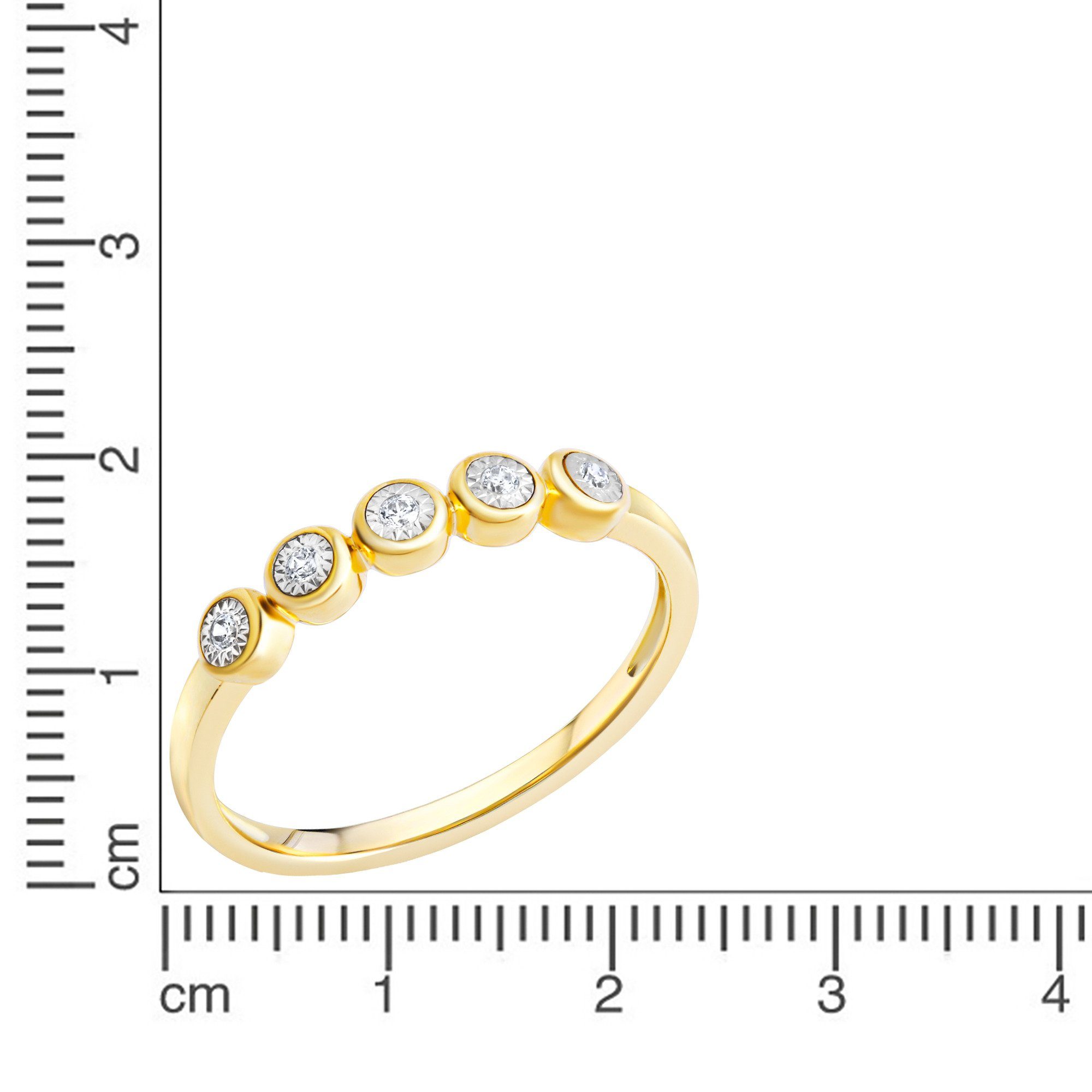 Diamonds by Ellen K. Fingerring Gold 585 zweifarbig mit 5x Brillant zus. 0,05ct.