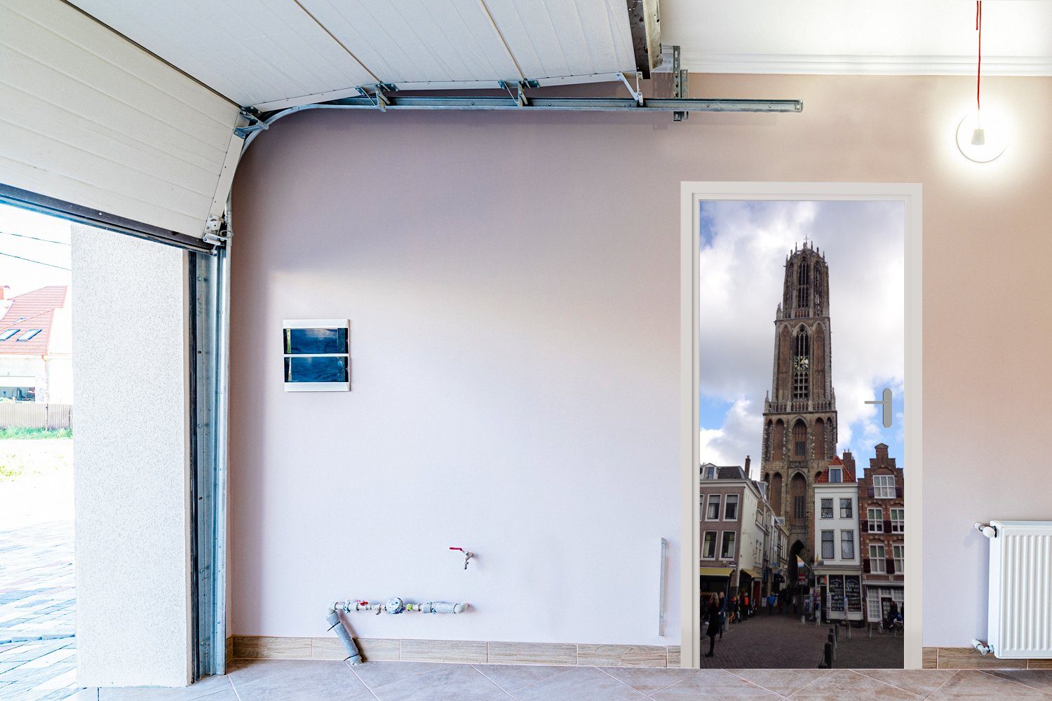 Türtapete für bedruckt, Matt, Domturm - (1 - cm Tür, St), 75x205 Utrecht Türaufkleber, Wolken, Fototapete MuchoWow