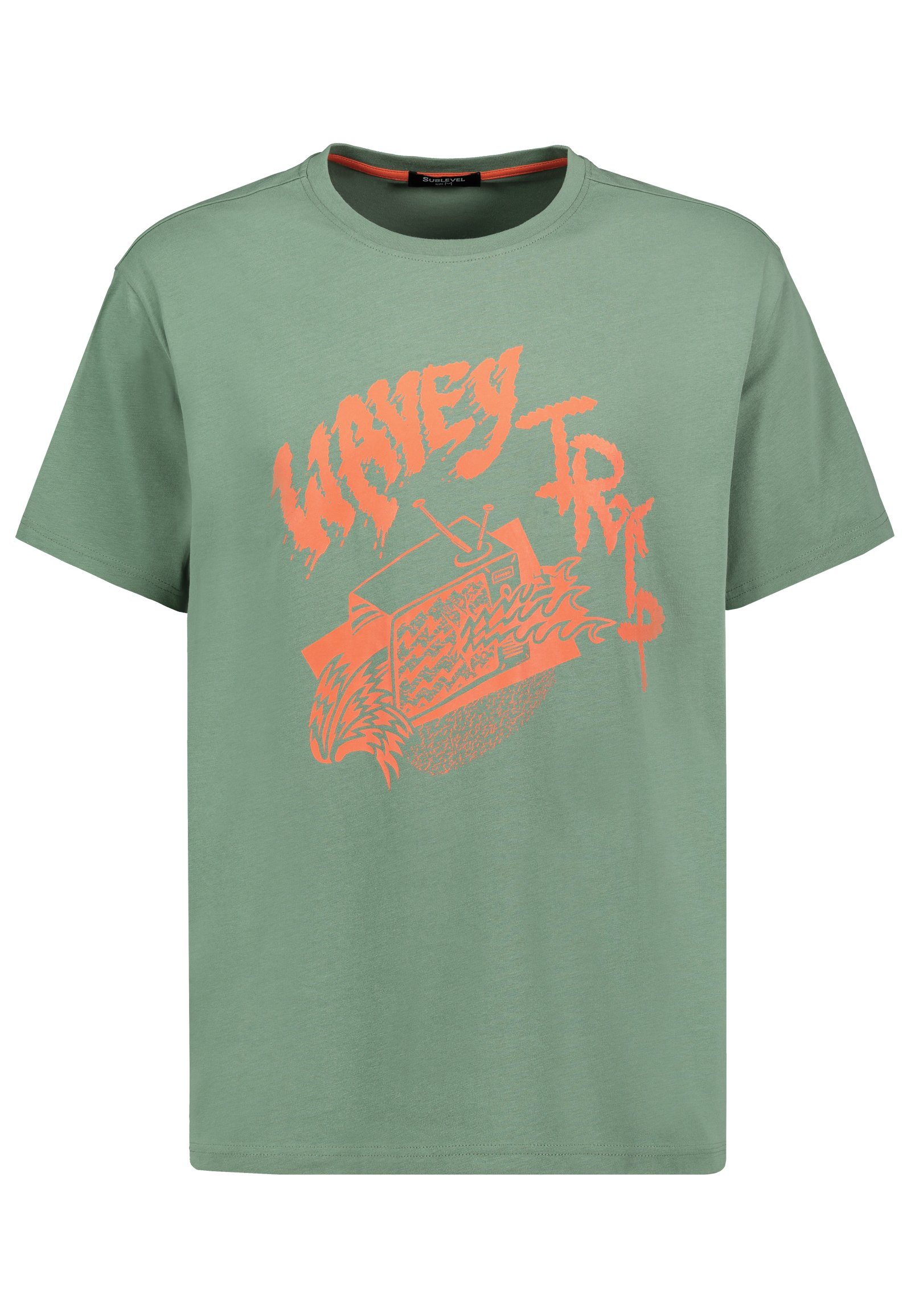 green T-Shirt Print Sommer mit T-Shirt SUBLEVEL