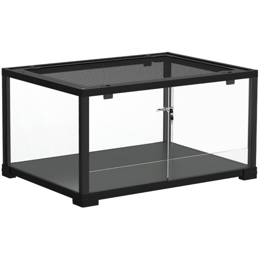 LVHOM Terrarium Glas mit Schiebetüren, belüfteter Maschendach-Abdeckung, 60x3x45 cm, Optimale Belüftung, UV-Durchlässigkeit, Wüsten-/Regenwaldlandschaften