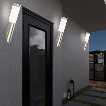 etc-shop Außen-Wandleuchte, Leuchtmittel inklusive, Warmweiß, LED Wandleuchte Außenlampe Edelstahl IP44 Gartenleuchte