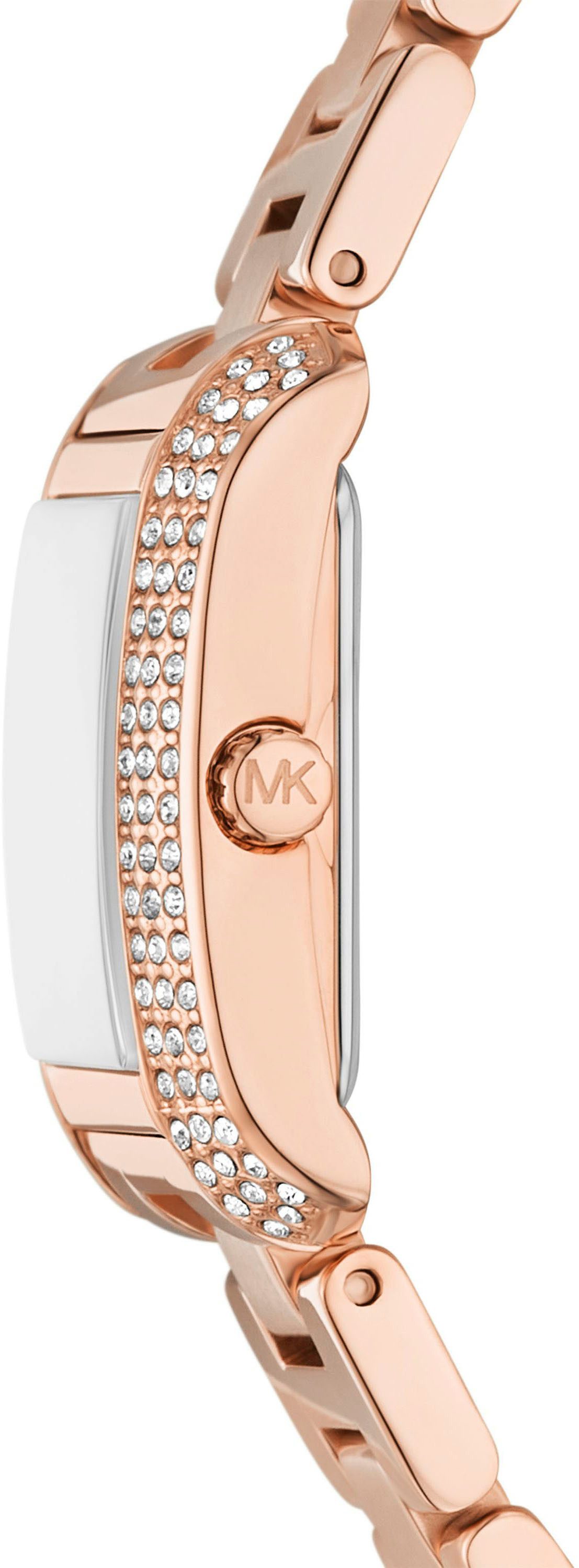 MICHAEL KORS Quarzuhr PETITE EMERY MK4868, Armbanduhr, Damenuhr, Edelstahlarmband, analog, Glassteine