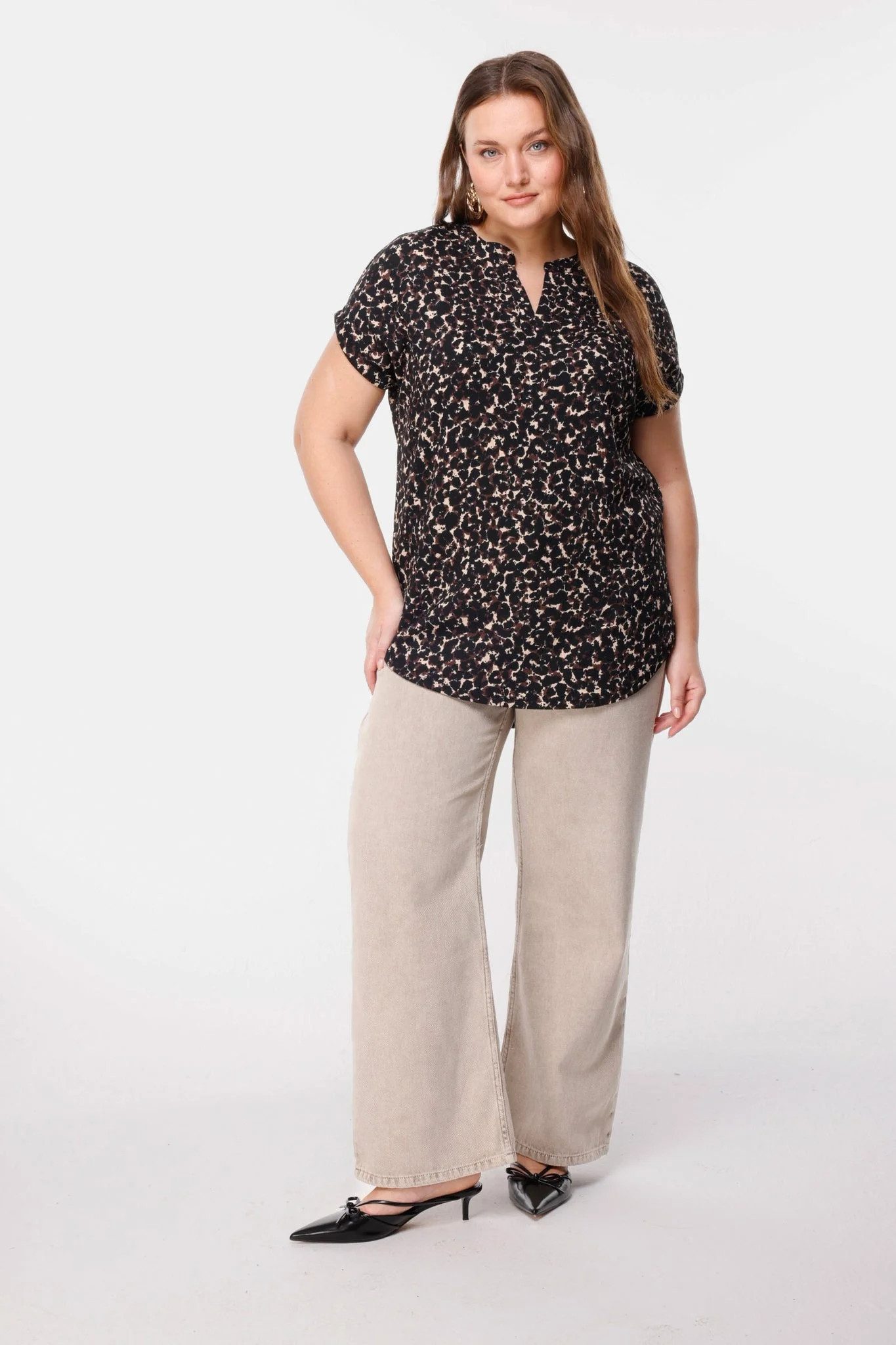 Blusentop Bluse mit Leopardenmuster und Struktur