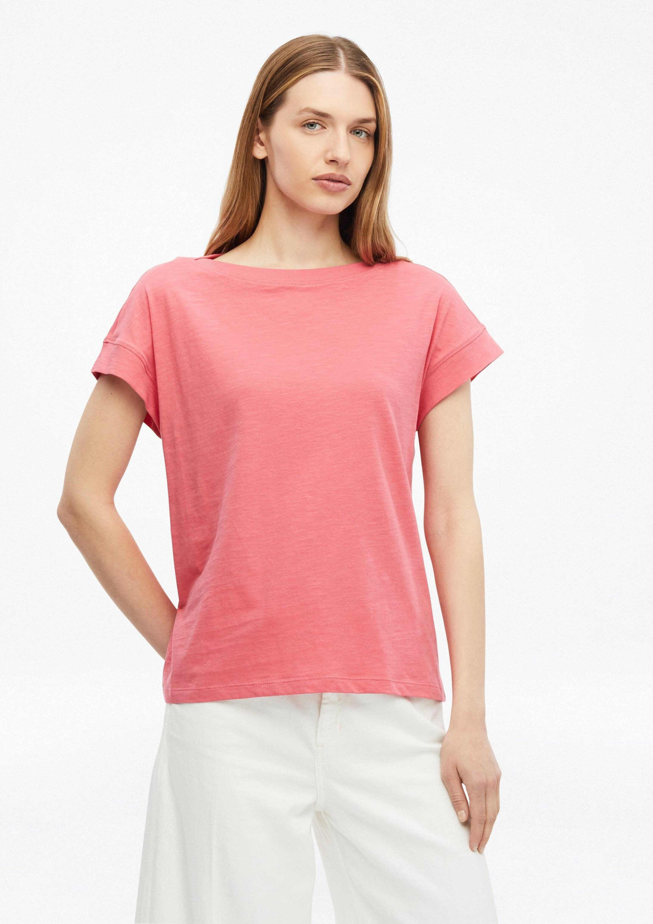 s.Oliver Kurzarmshirt T-Shirt T-Shirt in Flammgarnstruktur mit U-Boot-Ausschnitt