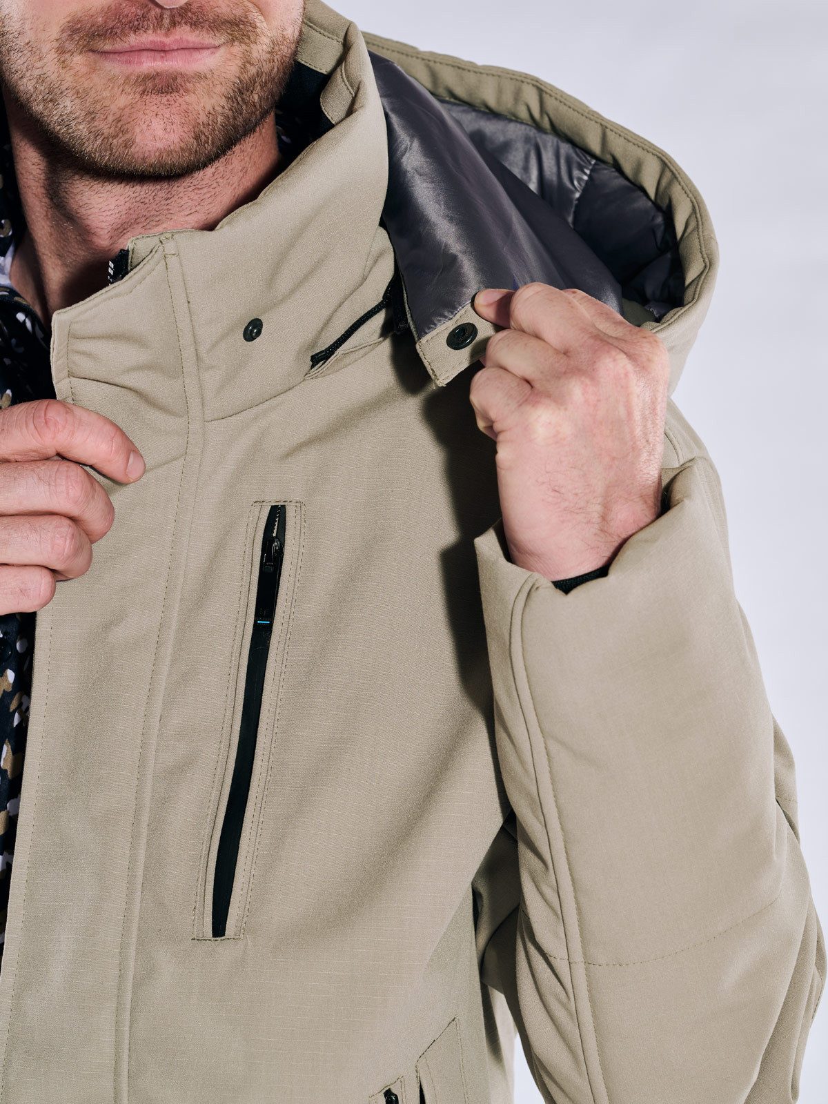 ENGBERS GERMANY Langjacke Herren Jacke mit Funktionsdetails, Beige