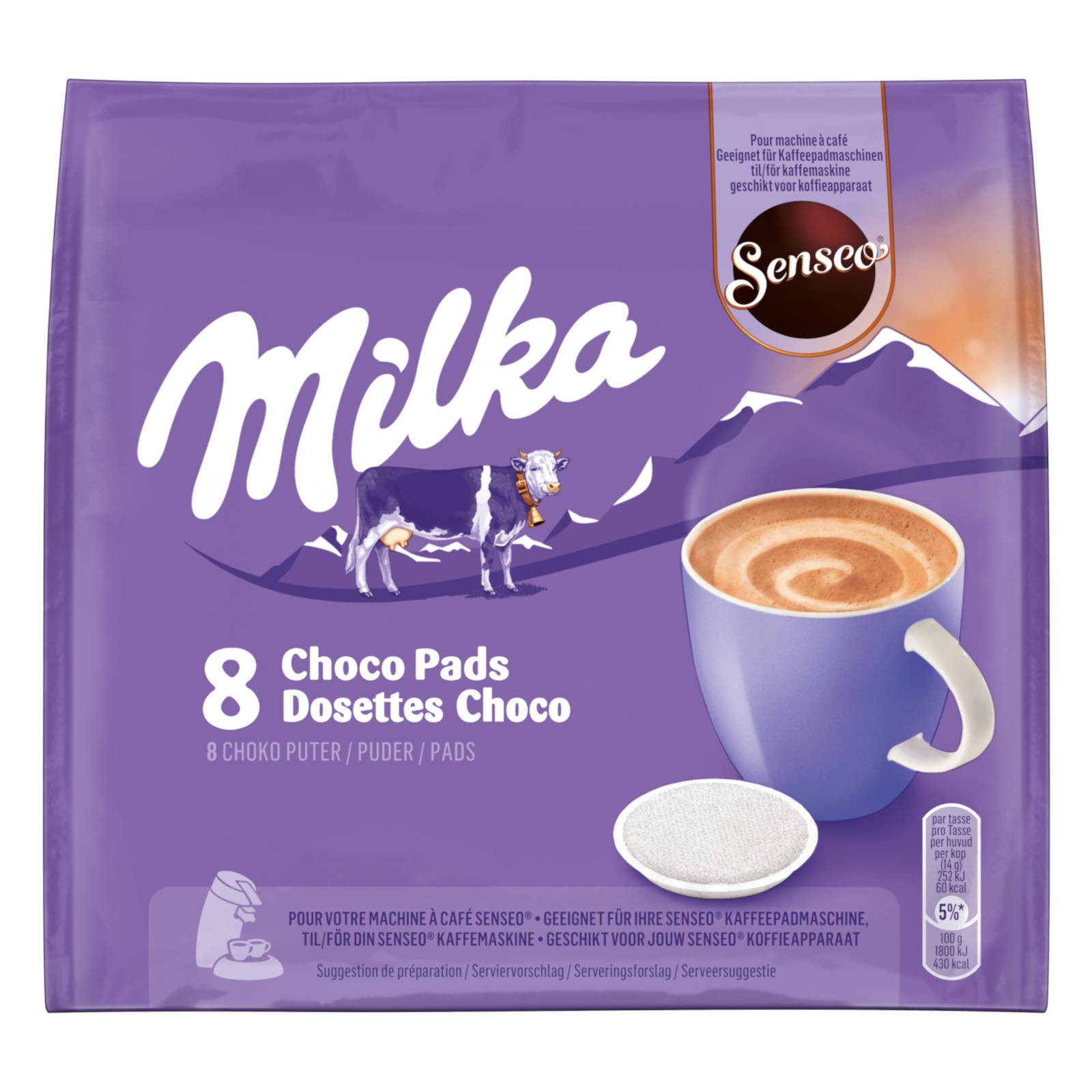 Senseo Kaffee Pads Milka 80 Getränke Kakao heisse Schokolade, (Packung, 10er Pack)