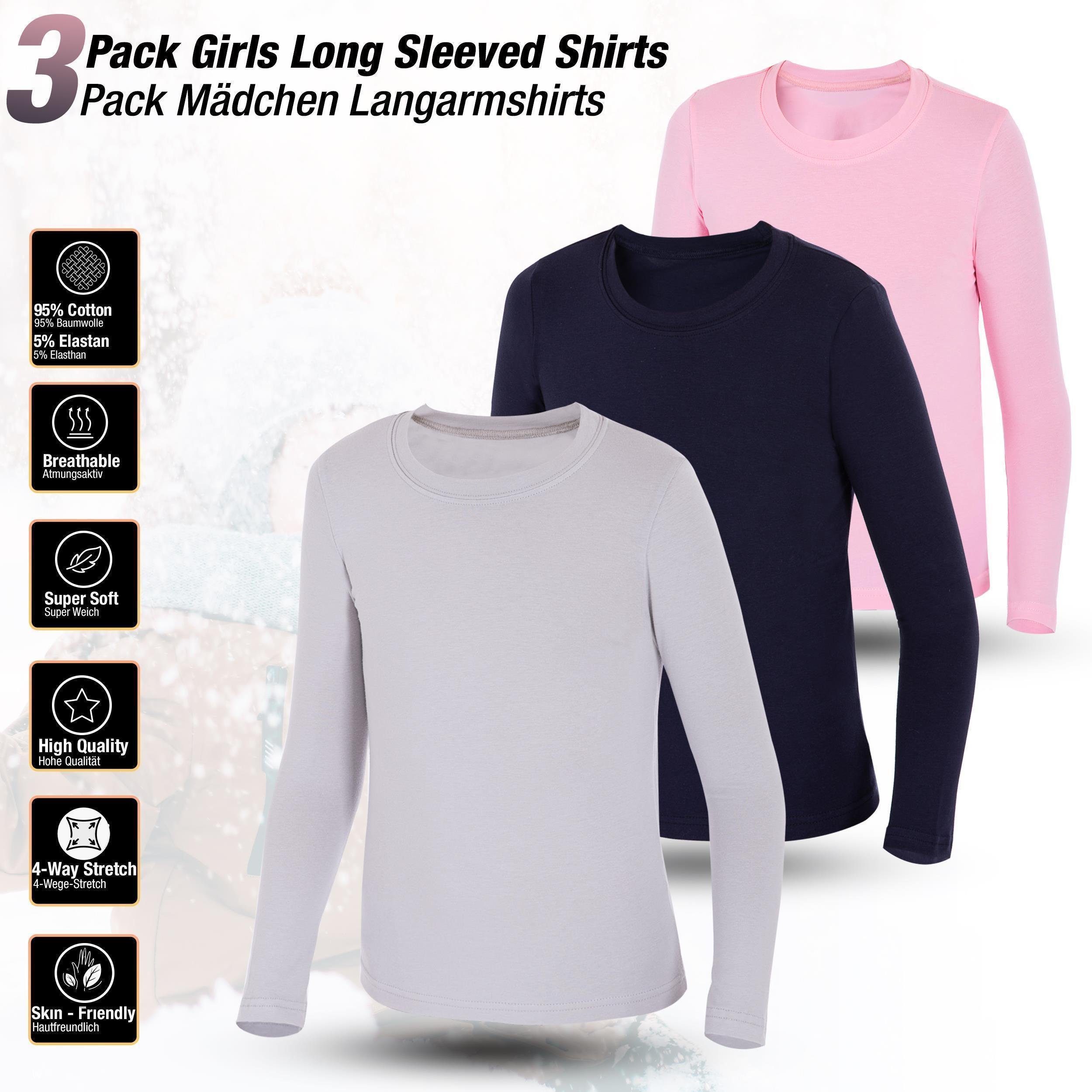 Langarmshirts Unterhemden Variante Mädchen (Set, Kinder Pack LOREZA Unterhemd 3er 1 Shirt 3-St) Body