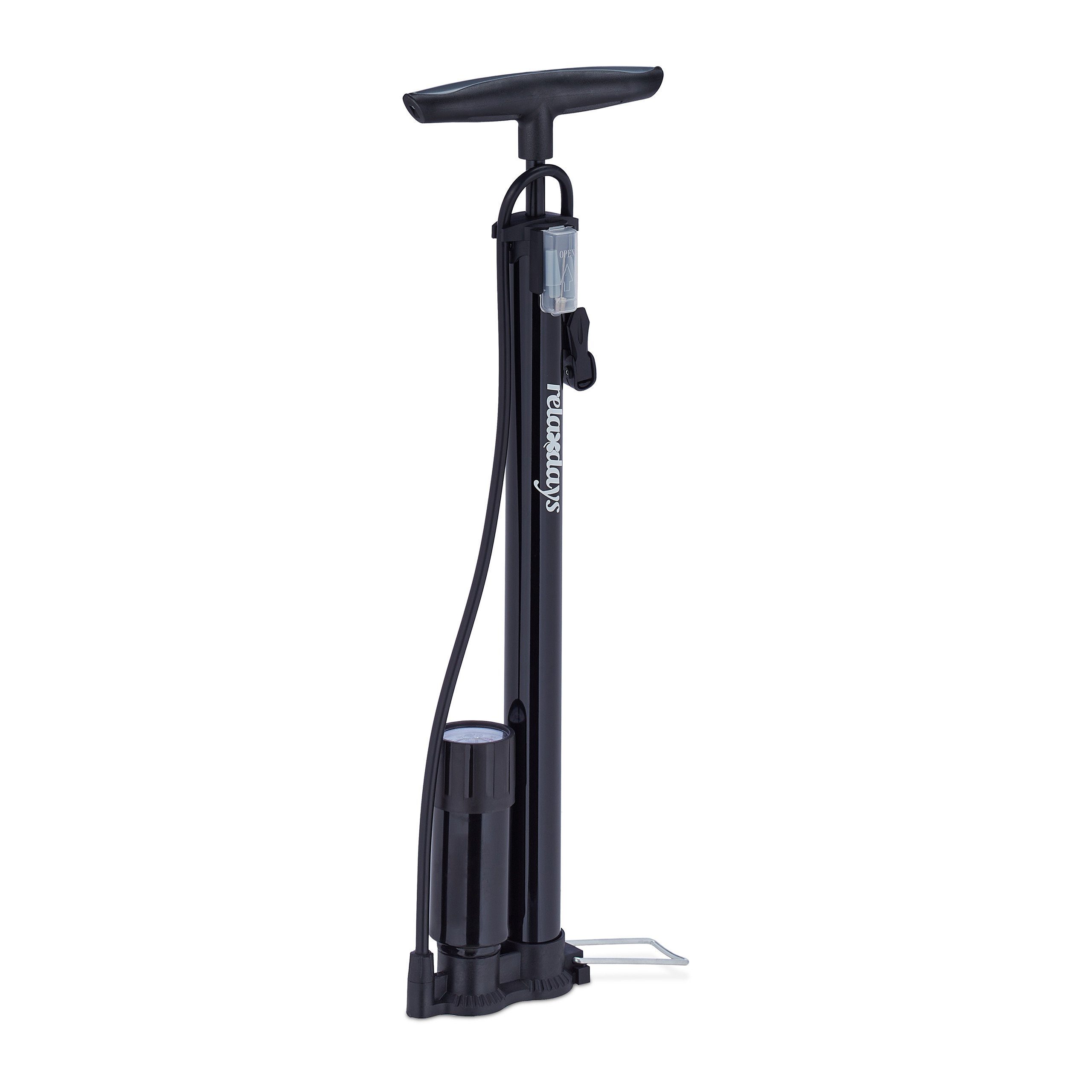 relaxdays Standpumpe Schwarze Standpumpe mit Manometer