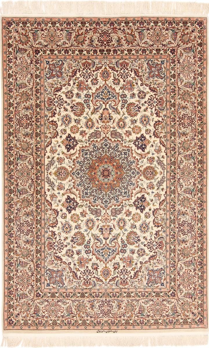 Isfahan Orientteppich, 6 Handgeknüpfter Seidenkette rechteckig, Orientteppich Nain Trading, Höhe: 151x234 mm