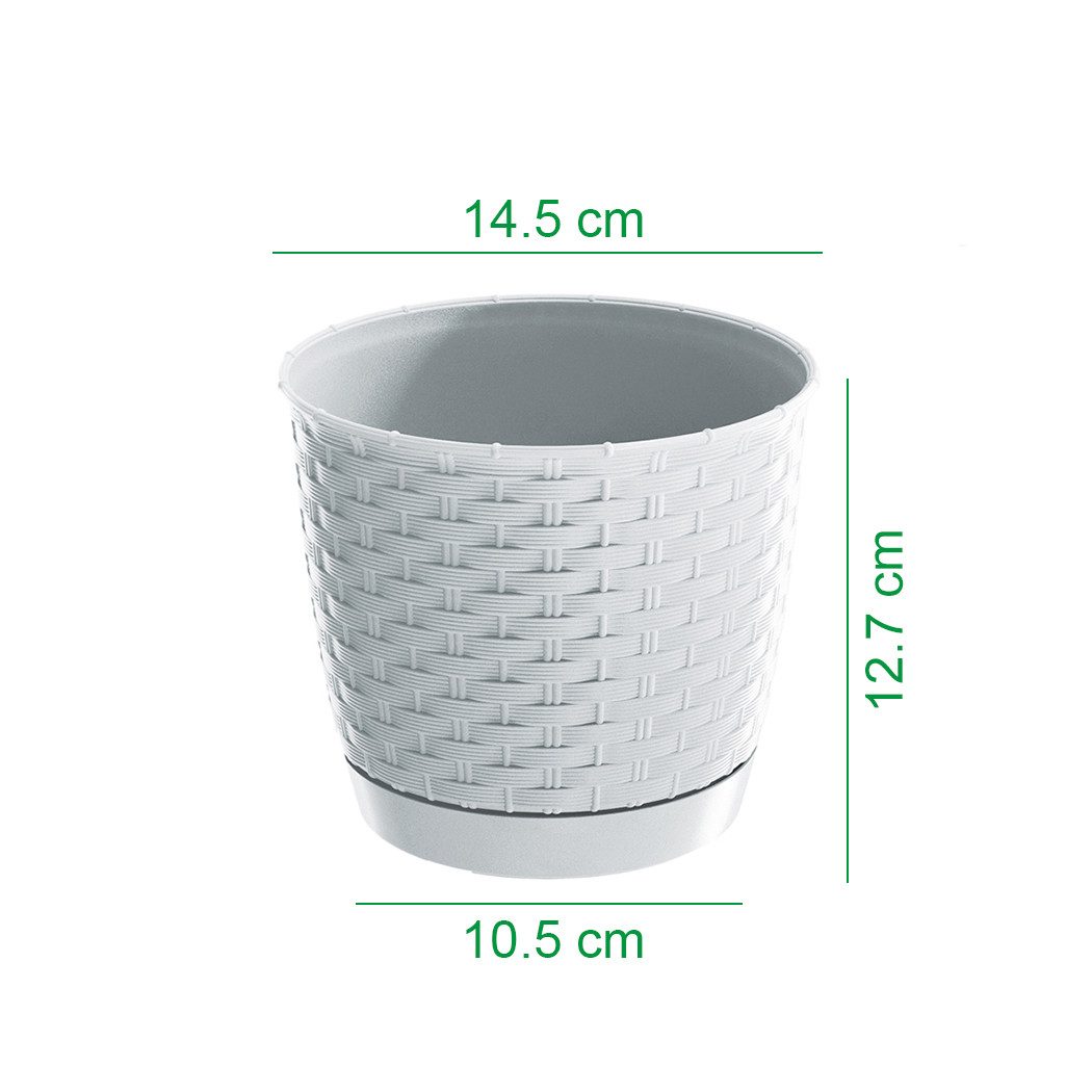 KAGM Blumentopf Übertopf Pflanztopt mit Untersetzer in Rattanoptik günstig online kaufen