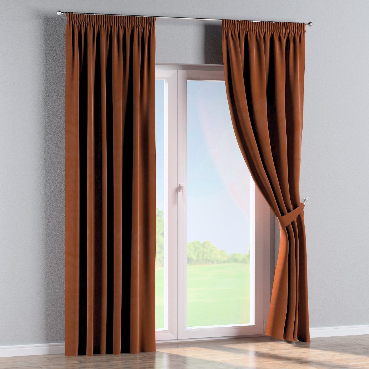 Dekoria cm, Vorhang Velvet, Vorhang Kräuselband mit 130x100 braun-karamell