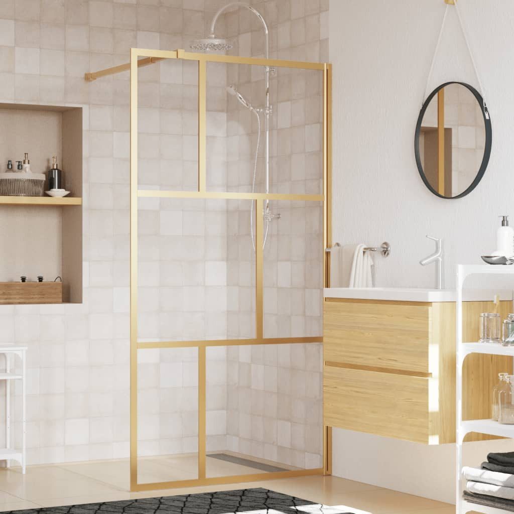 vidaXL Duschwand Duschwand für Begehbare Dusche ESG Klarglas Golden 100x195cm Walk In