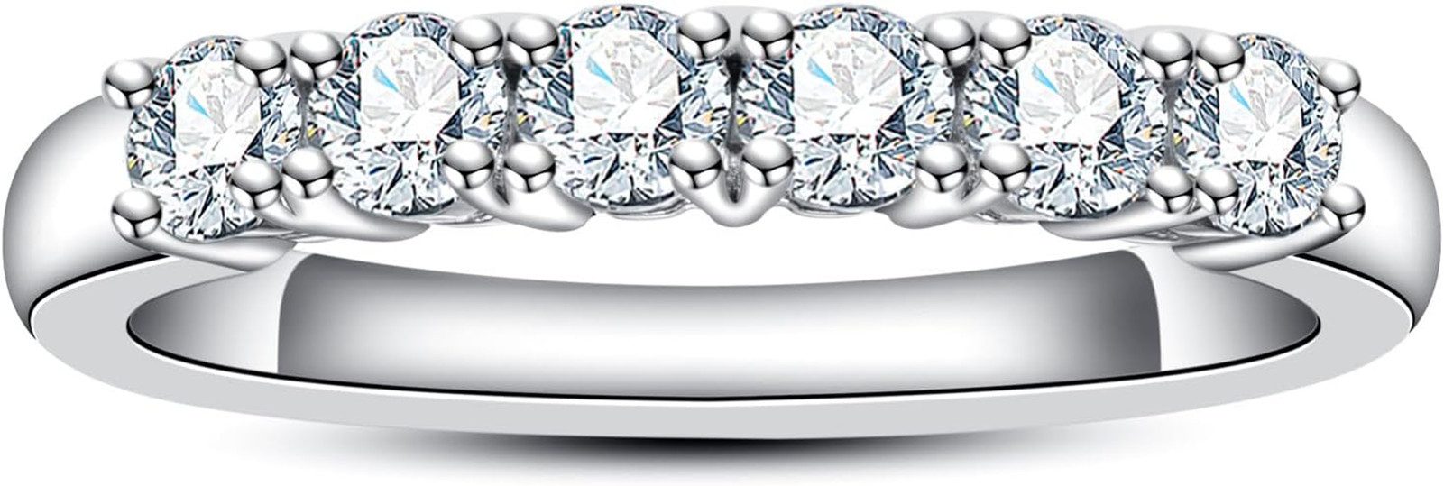 Jumpeak Diamantring D VVS1 14K Gold,Diamant Ring Damen,Verlobungsring, Runder Brillantschliff, Hochzeitsband, Hochzeitsgeschenk, 6 Diamanten
