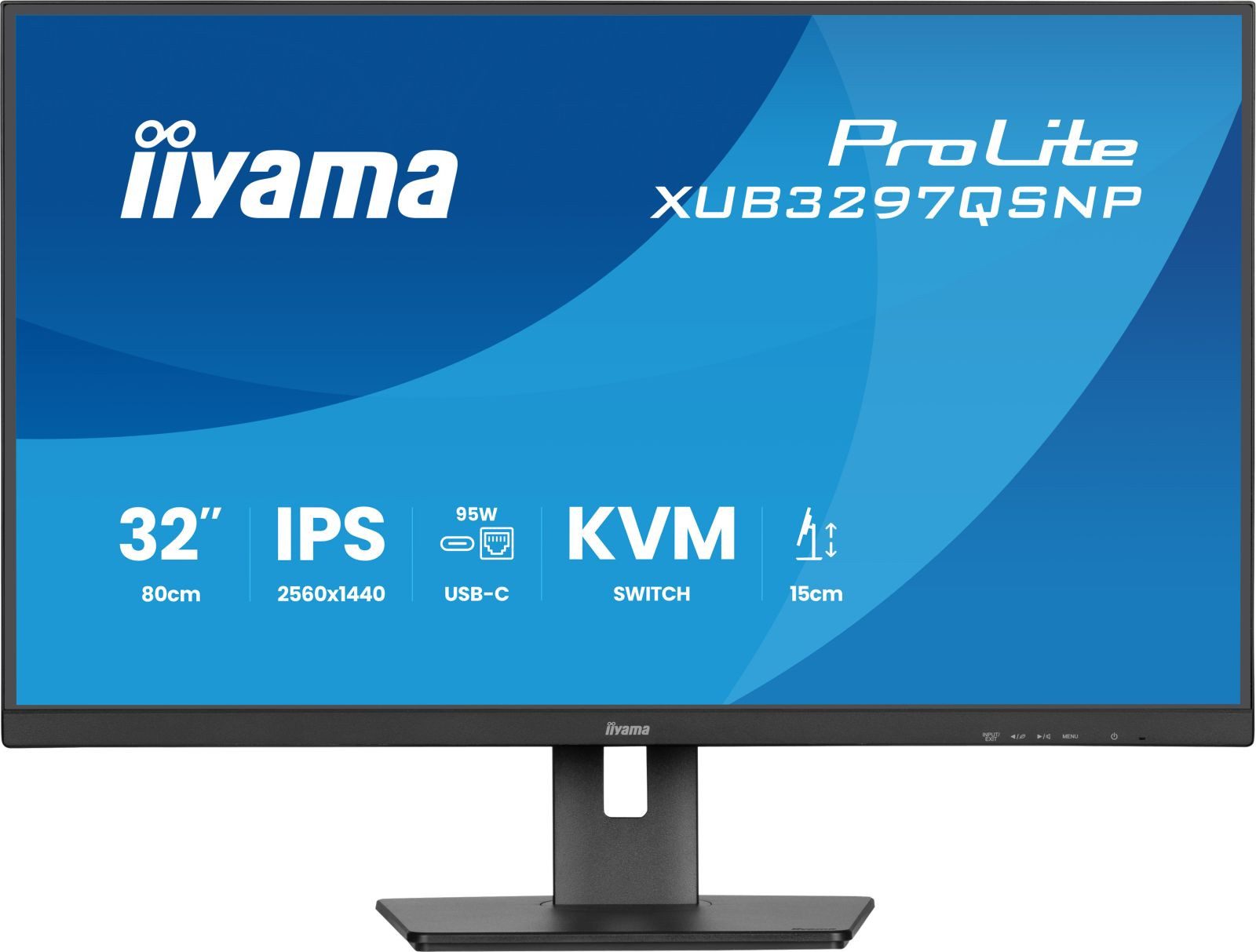 Iiyama XUB3297QSNP-B1 32IN QHD USB-C 95W PD DOCK TFT-Monitor (2560 x 1440 px, 4K Ultra HD, 1 ms Reaktionszeit, 100 Hz, IPS, Adaptive-Sync, Lautsprecher, Höhenverstellbar)