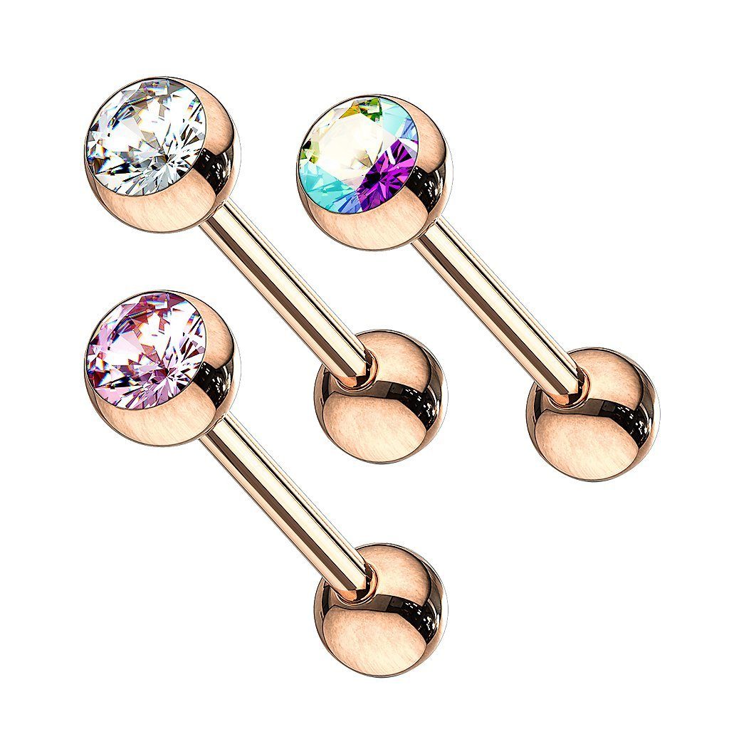 Taffstyle Piercing-Set Zungenpiercing Hantel Rose vergoldet günstig online kaufen
