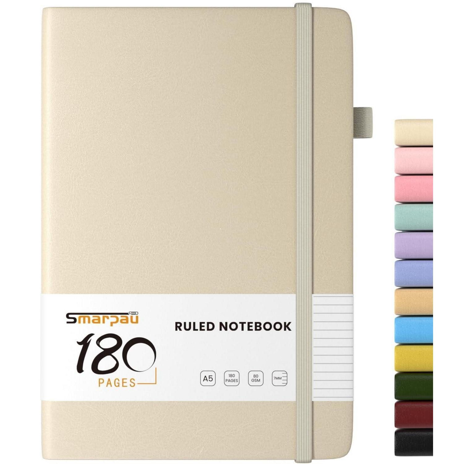 LuxusKollektion Notizbuch Notizbuch A5 Hardcover Beige 180 Seiten in Lederoptik