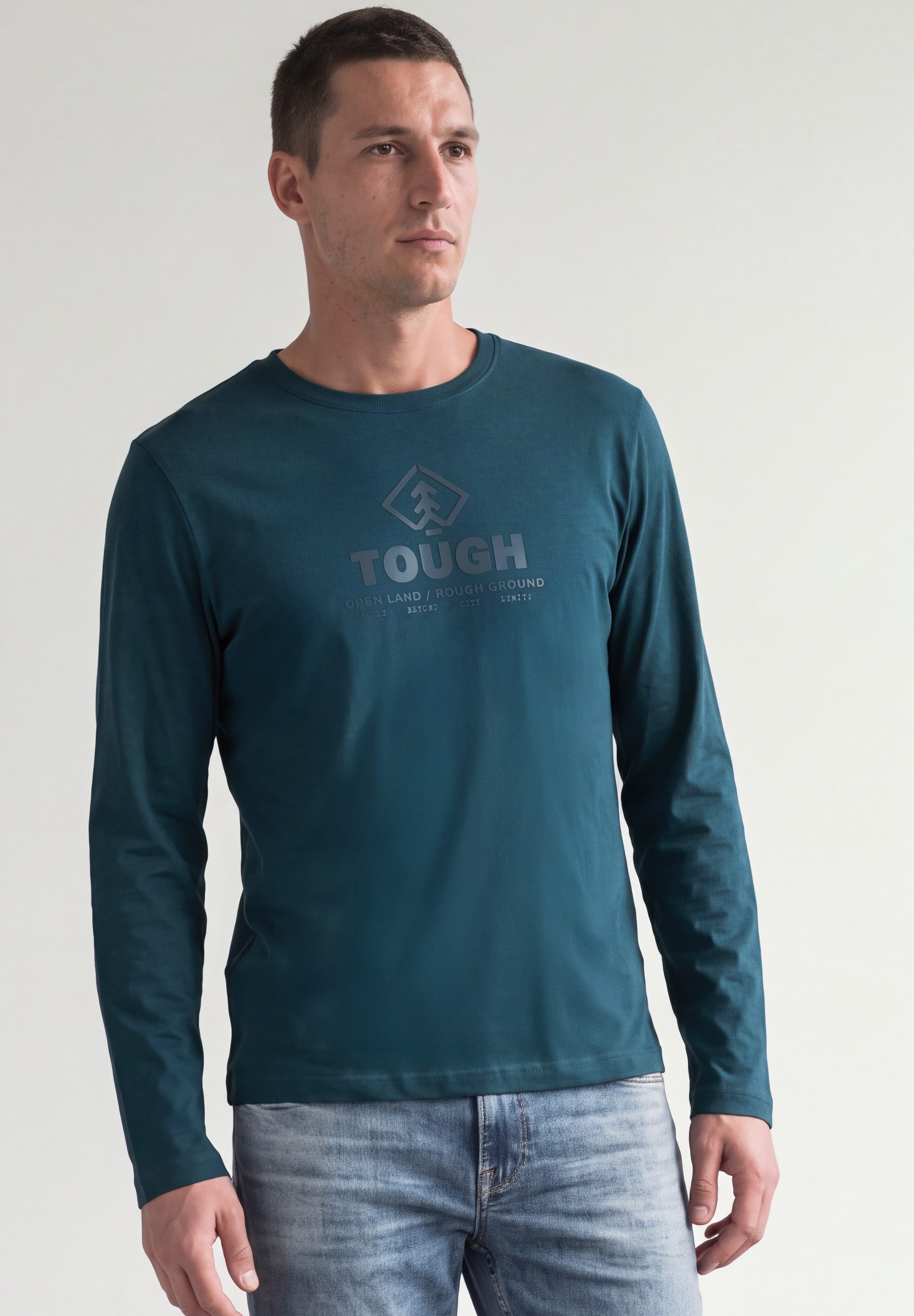 STREET ONE MEN Langarmshirt aus reiner Baumwolle
