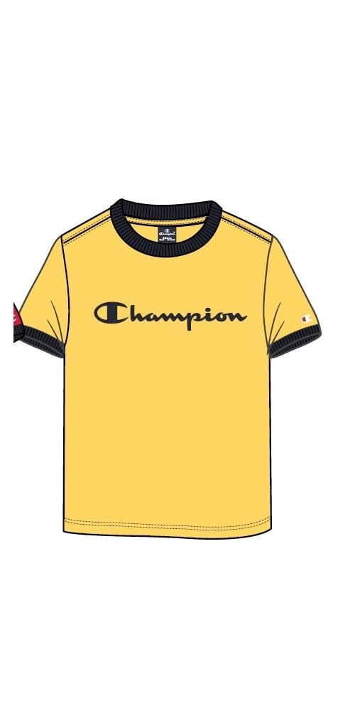 T-Shirt (Baumwolle) Crew Ringer mit Logo-Schriftzug gelb Kinder