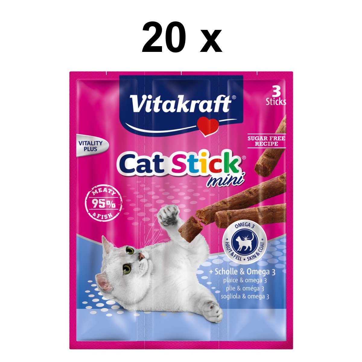 Vitakraft Katzensnack Cat-Stick mini Scholle & Omega 3, 60 x 6g