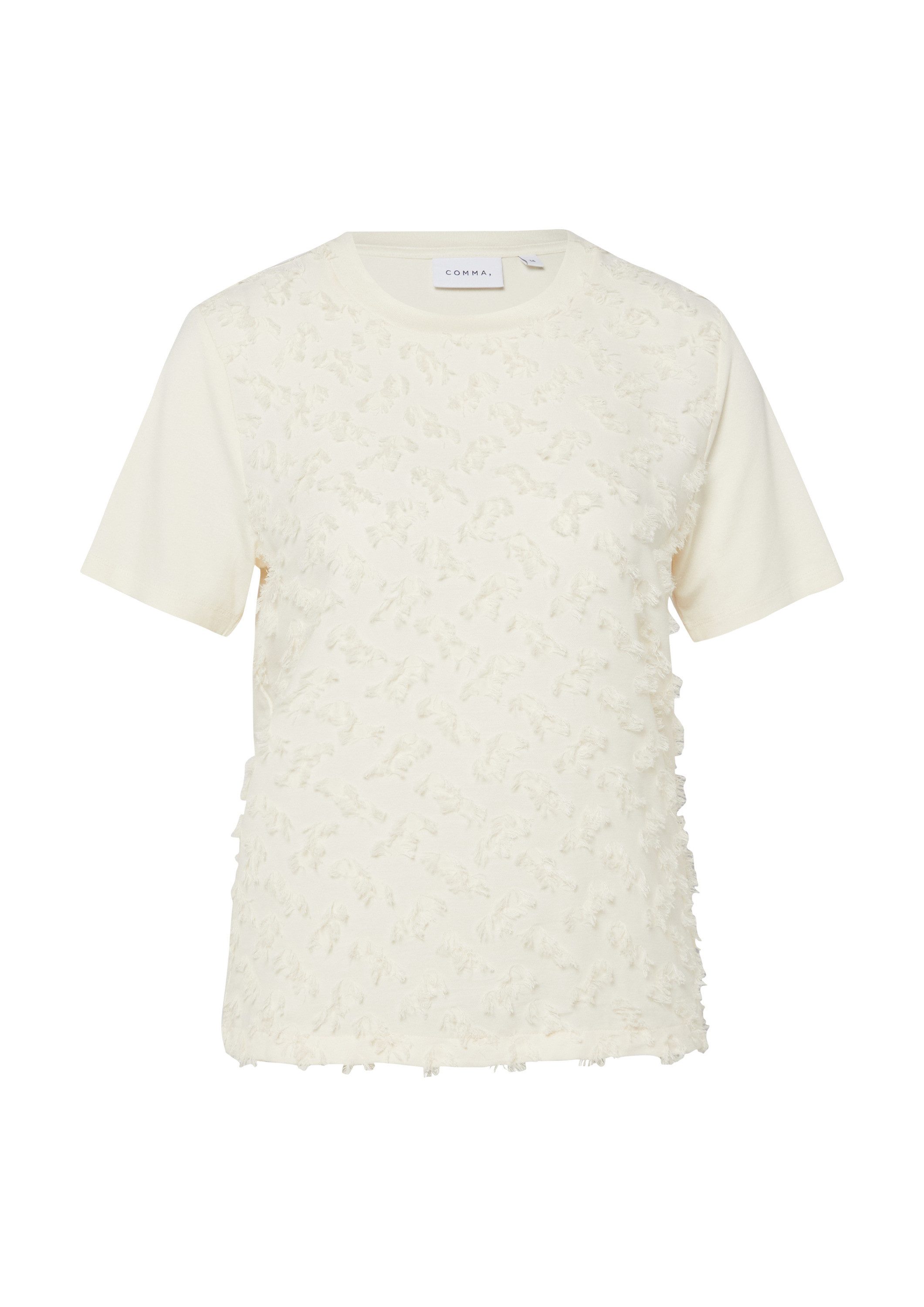 comma Kurzarmshirt T-Shirt Fabricmix-Shirt mit Effektgarn günstig online kaufen