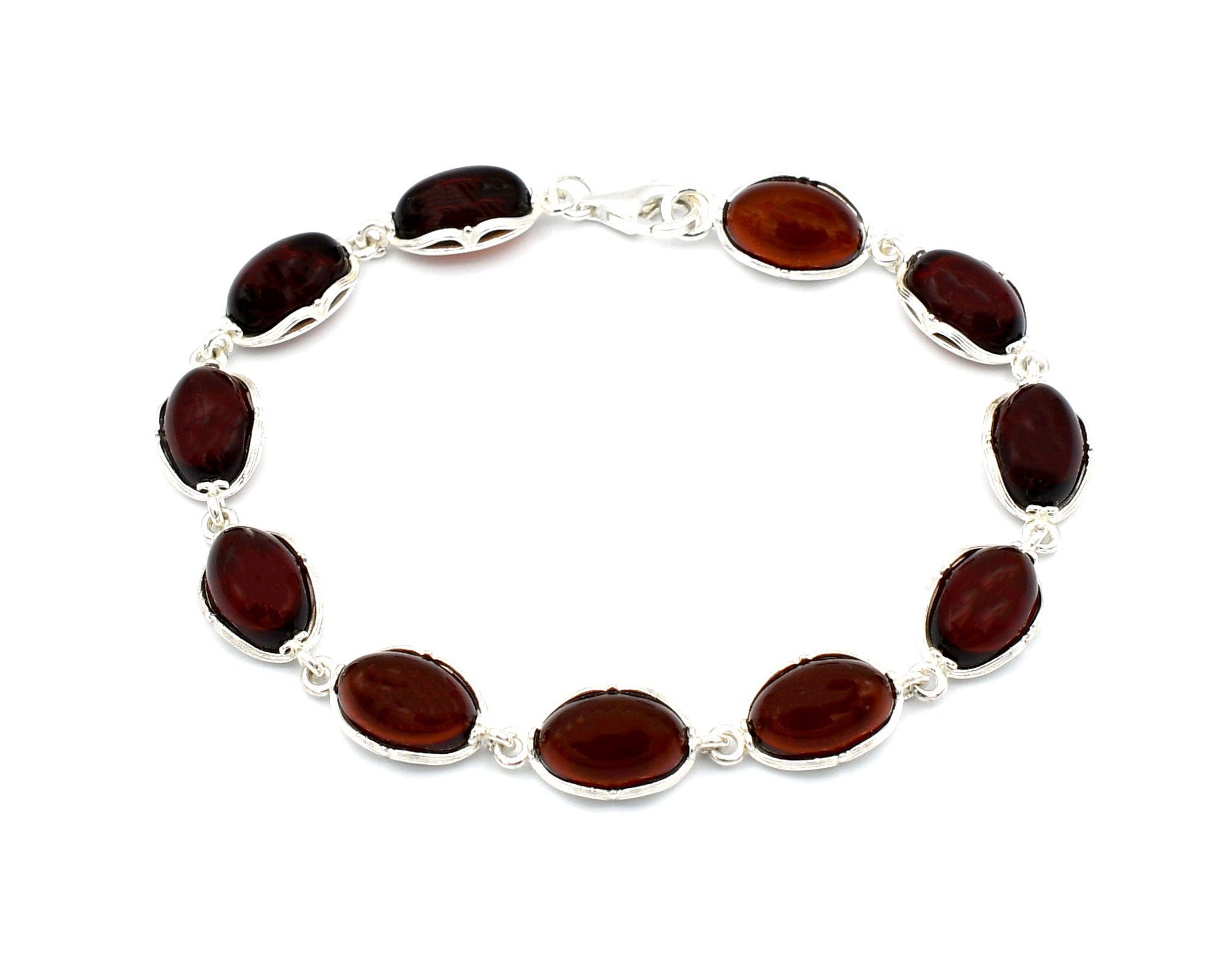 MyBer® Armband Bernstein Armkette Länge 21 cm dunkelrot rot, Ostseebernstein Sterling Silber 925 PMBER90 BR1103CH