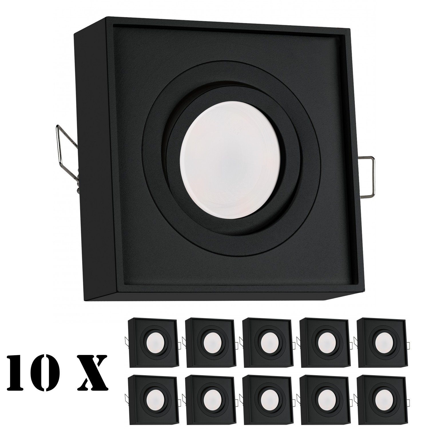 [Beliebte Verkäufe] LEDANDO LED Einbaustrahler 10er Set LED 5W flach in schwarz Leuchtmittel mit Einbaustrahler extra