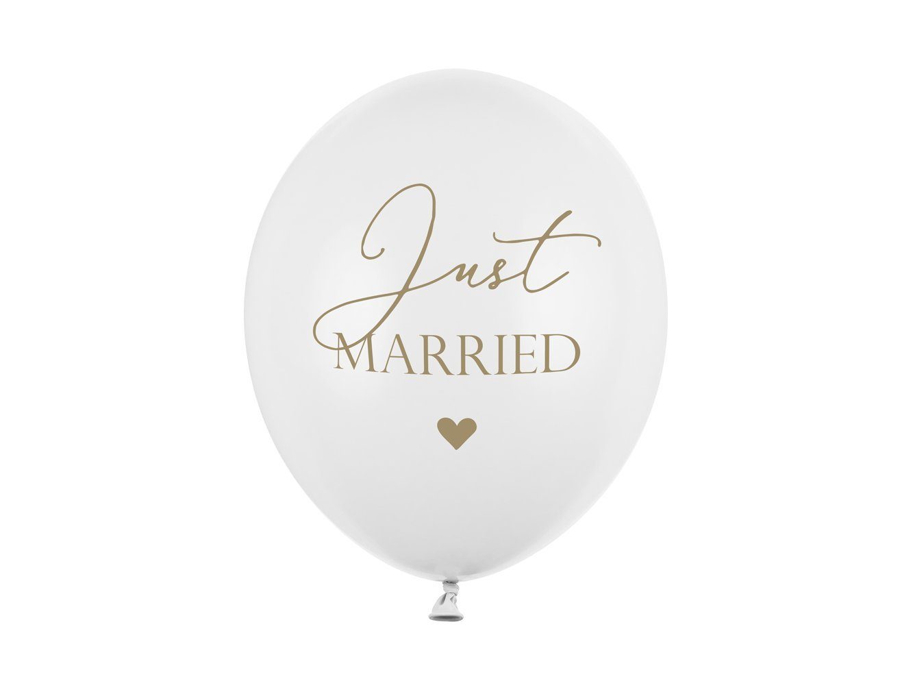 partydeco Luftballon, Luftballons 30cm mit Aufdruck Just Married 6er Set weiß / gold