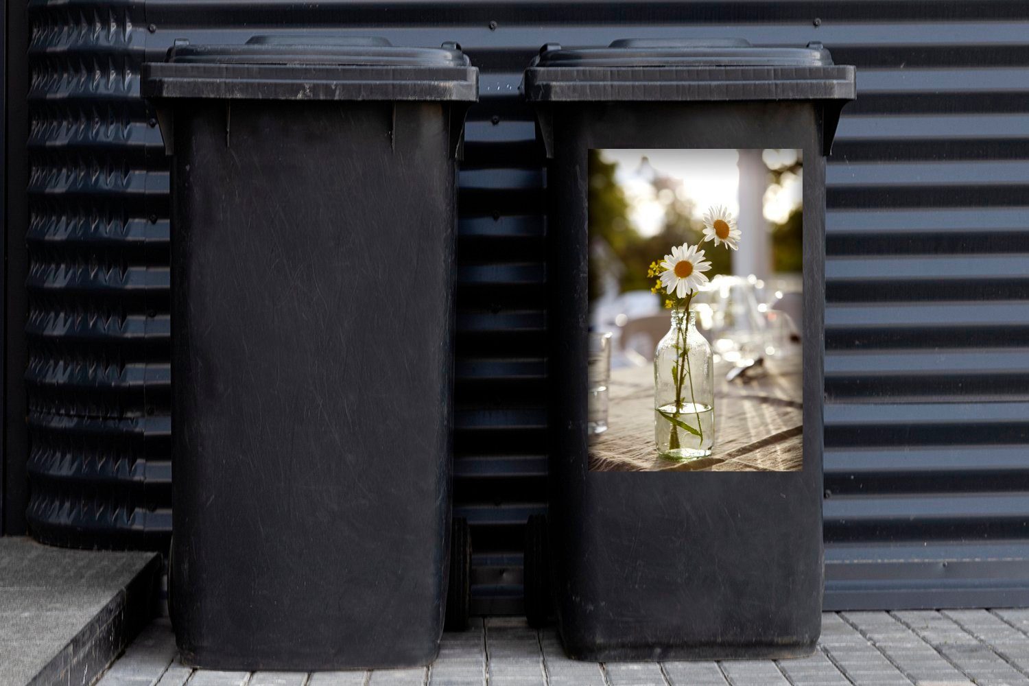 Container, Mülleimer-aufkleber, St), (1 Abfalbehälter Wandsticker einer Gänseblümchen in MuchoWow Mülltonne, Glasvase Sticker,