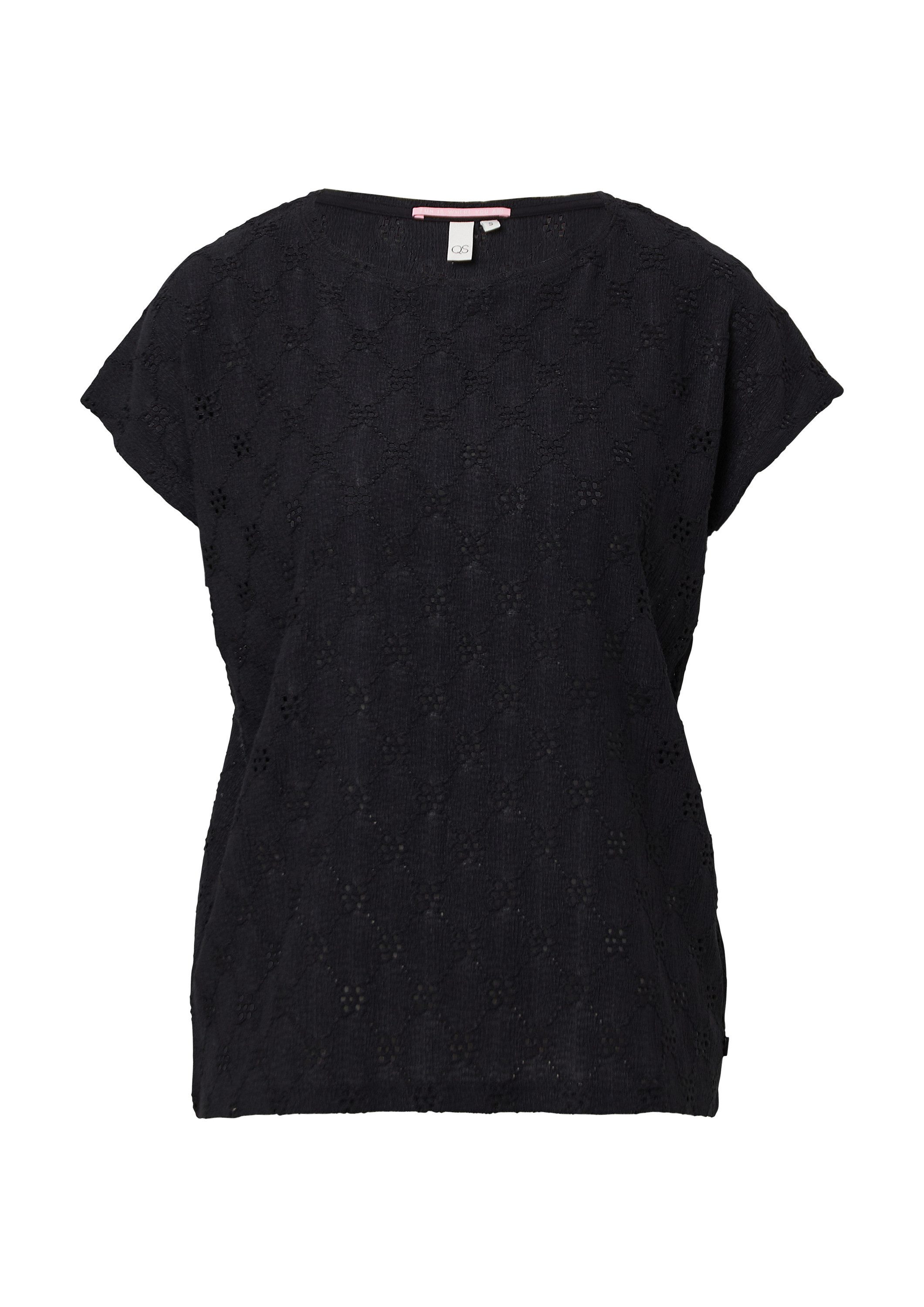 QS Kurzarmshirt T-Shirt Shirt mit Lochstickerei günstig online kaufen