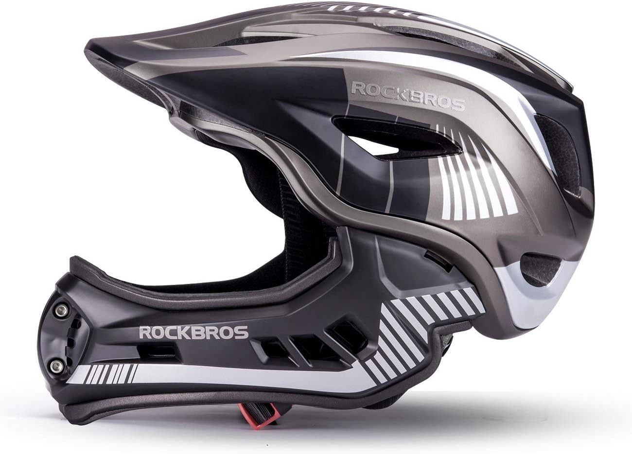 ROCKBROS Fahrradhelm Kinderhelm, Fullface Helm, S 48-53cm M 53-58cm (1-tlg), Abnehmbarem Kinnschutz, BMX MTB Downhill Helm