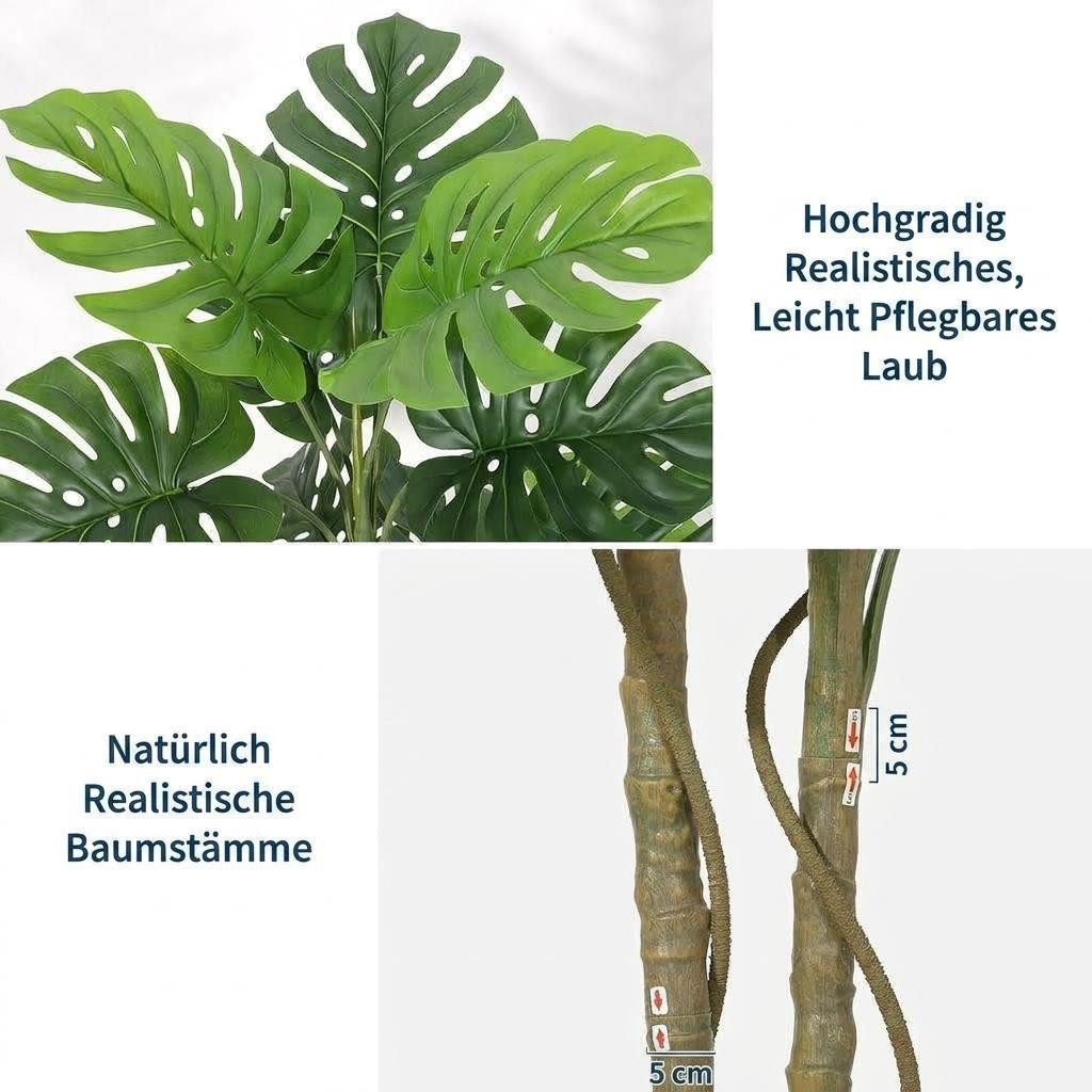 Kunstbaum Künstliche Monstera Deliciosa,realistische künstliche Tropenpalme, GarveeMore, Höhe 150 cm, für die Dekoration von Zuhause und Büro,für den Innen und  – Bild 4 von 5
