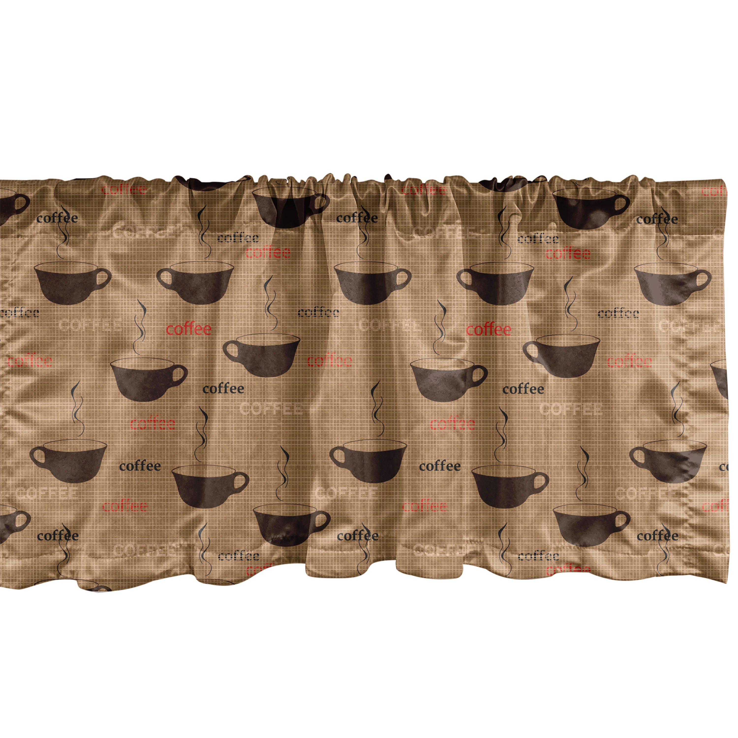 Scheibengardine Vorhang Volant für Küche Schlafzimmer Dekor mit Stangentasche, Abakuhaus, Microfaser, Küche Kaffeetassen Espresso