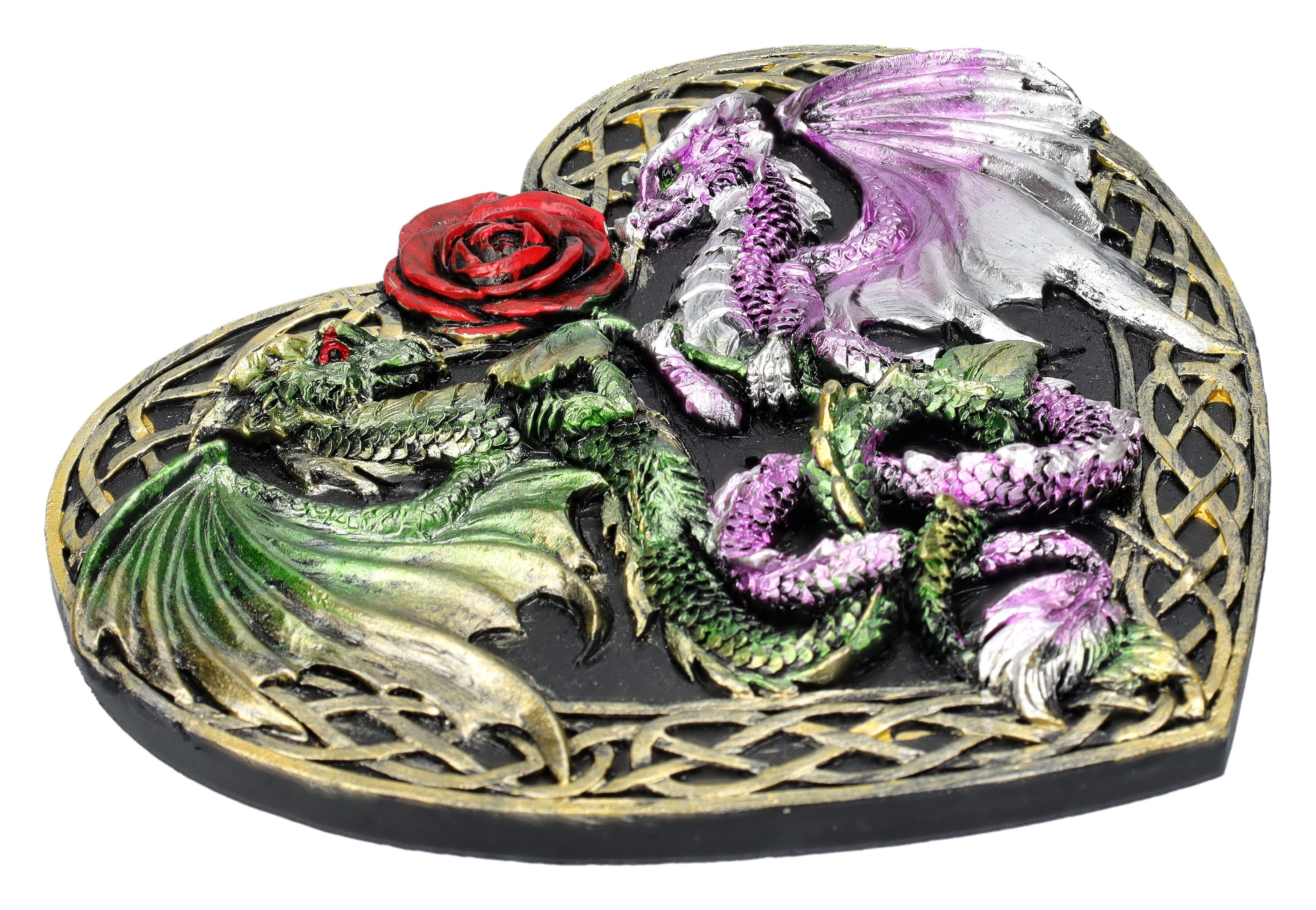 Räucherstäbchen-Halter Räucherstäbchenhalter Herz - Drachen Liebe - Fantasy Dekoration Rose