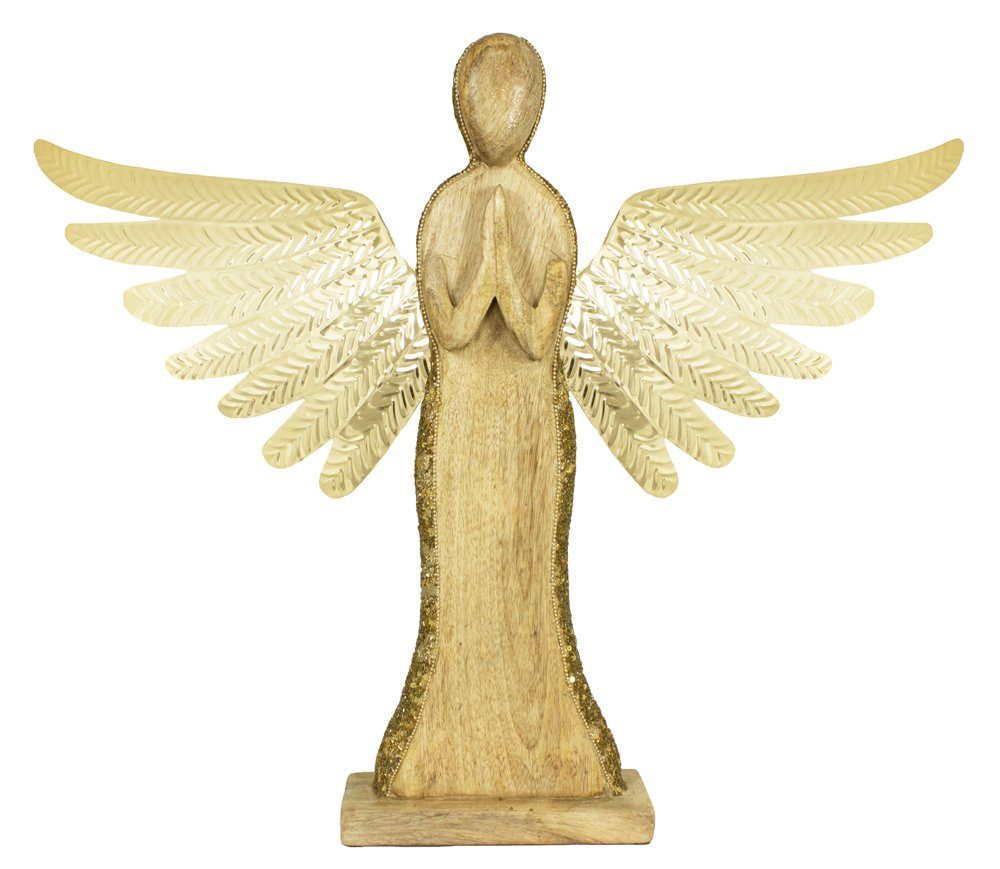 RIFFELMACHER & WEINBERGER Dekofigur Engel aus Holz mit goldenen Pailletten günstig online kaufen