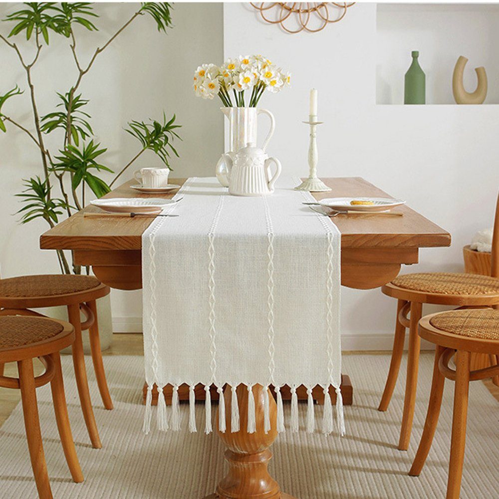 Kaket Tischläufer aus Baumwoll-Leinen, Bauernhaus-Stil, 33x183cm, günstig online kaufen