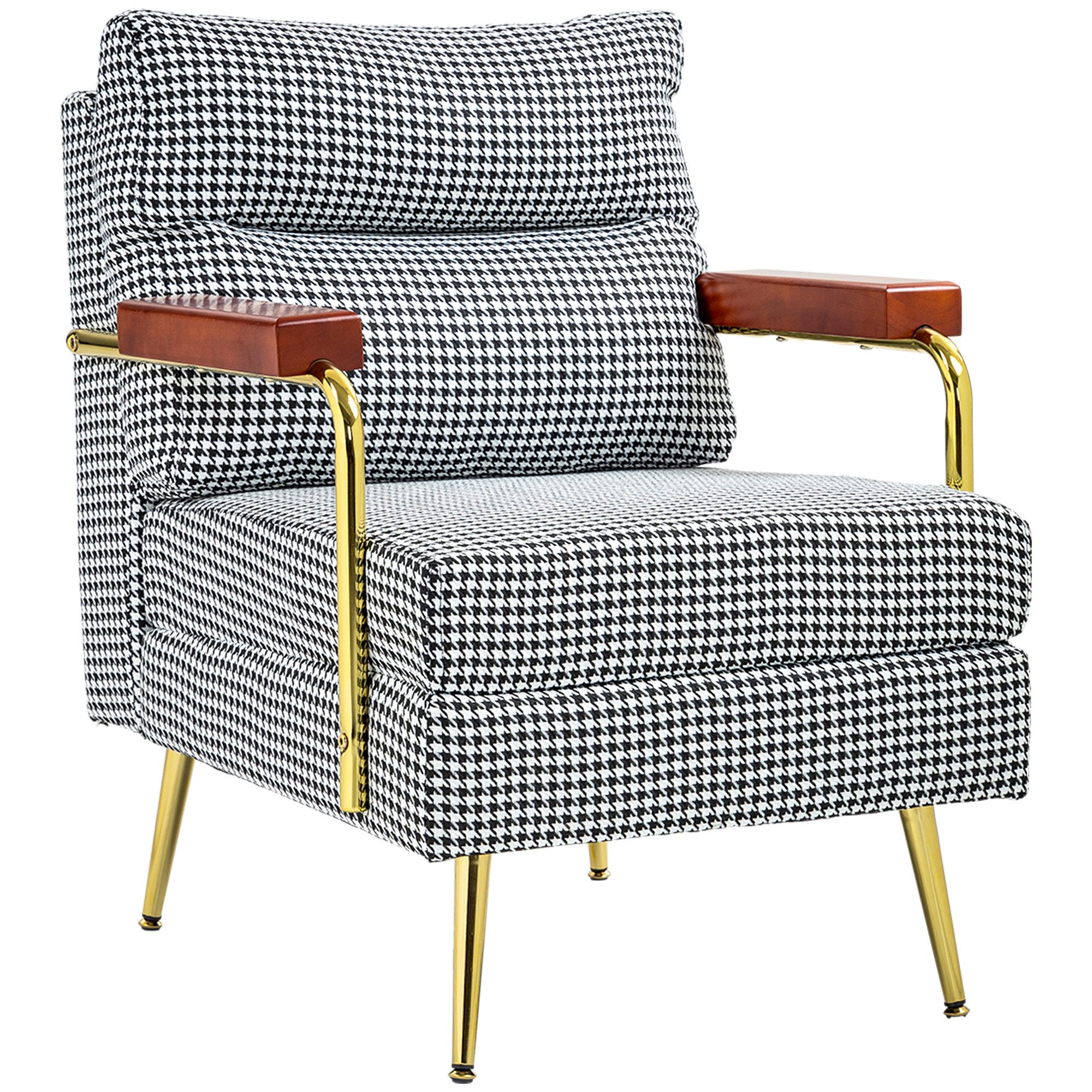 HOMCOM Relaxsessel Akzentsessel mit Leinenoptik, Loungesessel mit Stahlbeine (Polstersessel, 1-St., Ohrensessel), für Schlafzimmer, Wohnzimmer, 69 x 80 x 89 cm