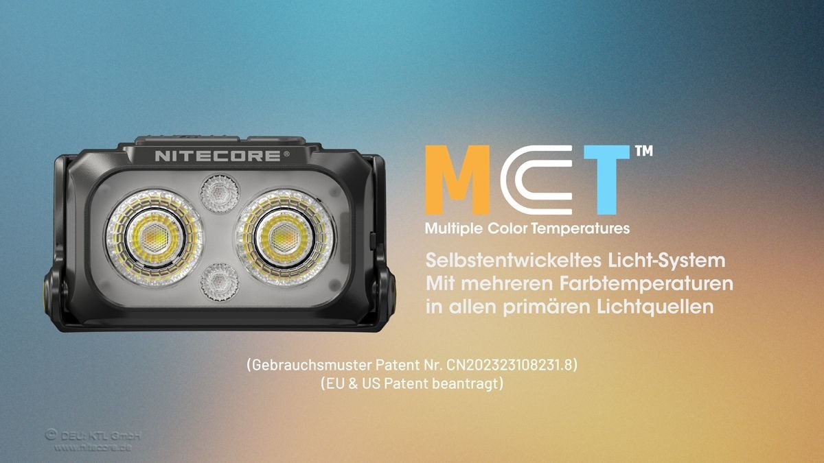 Nitecore LED Stirnlampe NU25 MCT UL 400 Lumen - ULTRA Leichte Kopflampe mit 2 Lichtquellen (1-St)