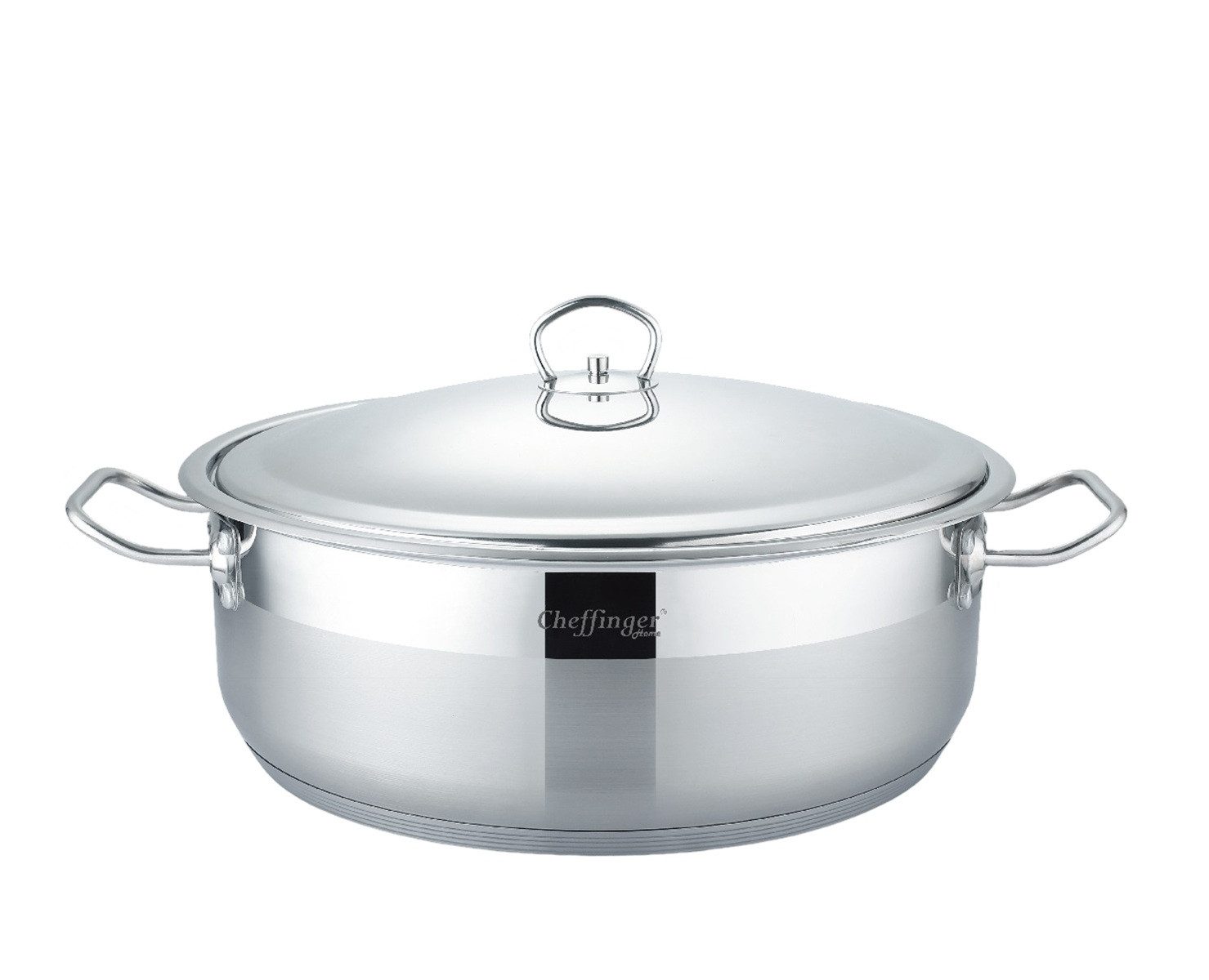 Cheffinger Kochtopf mit Antihaftbeschichtung - Induktionsgeeignet in Silber, Edelstahl 18/10 (2-tlg), Induktionsgeeignet