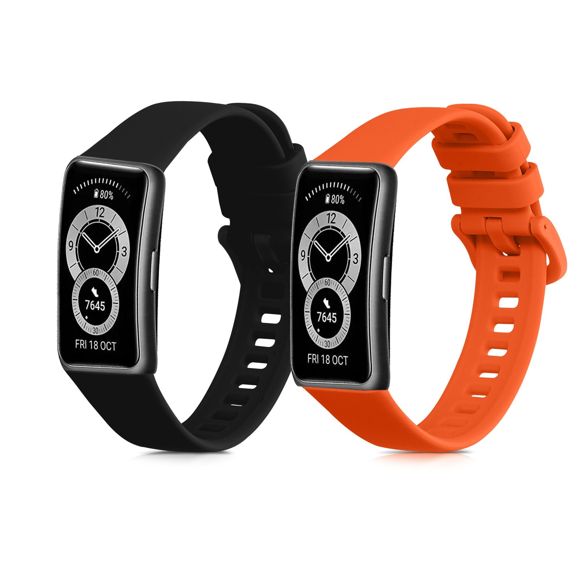 kwmobile Uhrenarmband 2x Uhrenarmband für Huawei Band 10 / 9 / 8 Armband, Fitnesstracker Band Set aus TPU Silikon - Ersatzarmband Smartwatch
