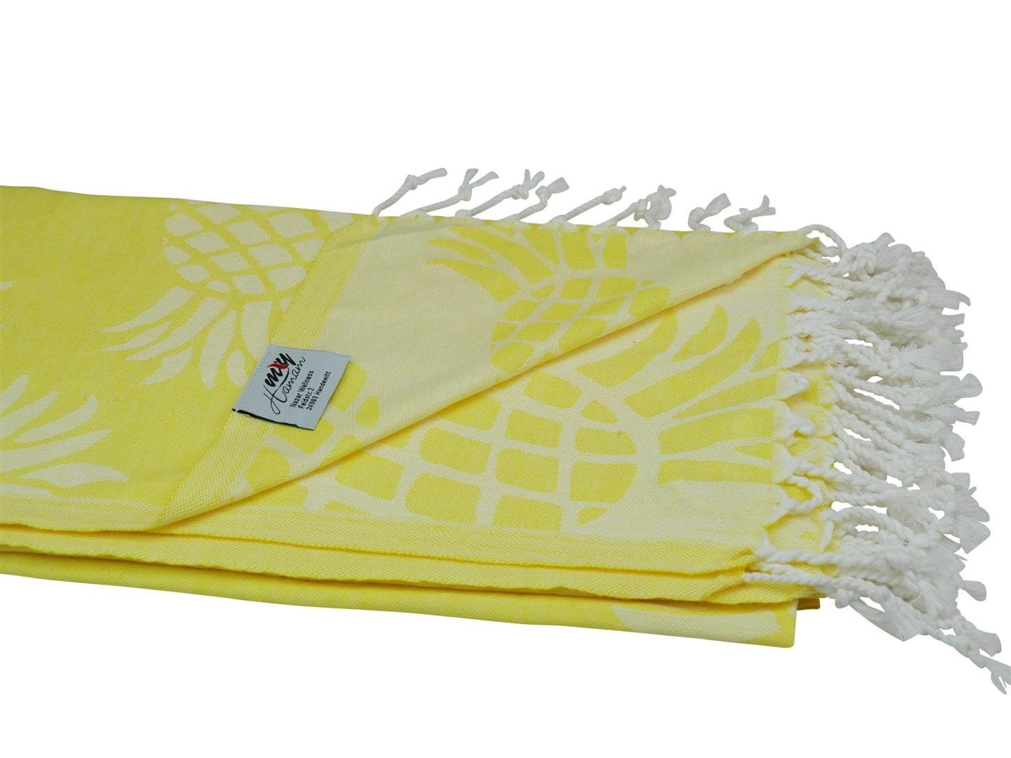Hamamtuch weich Hamamtücher Baumwolle Baumwolle my cm gelb "Pineapple", (1-St), Hamam saugstark 100x175 und