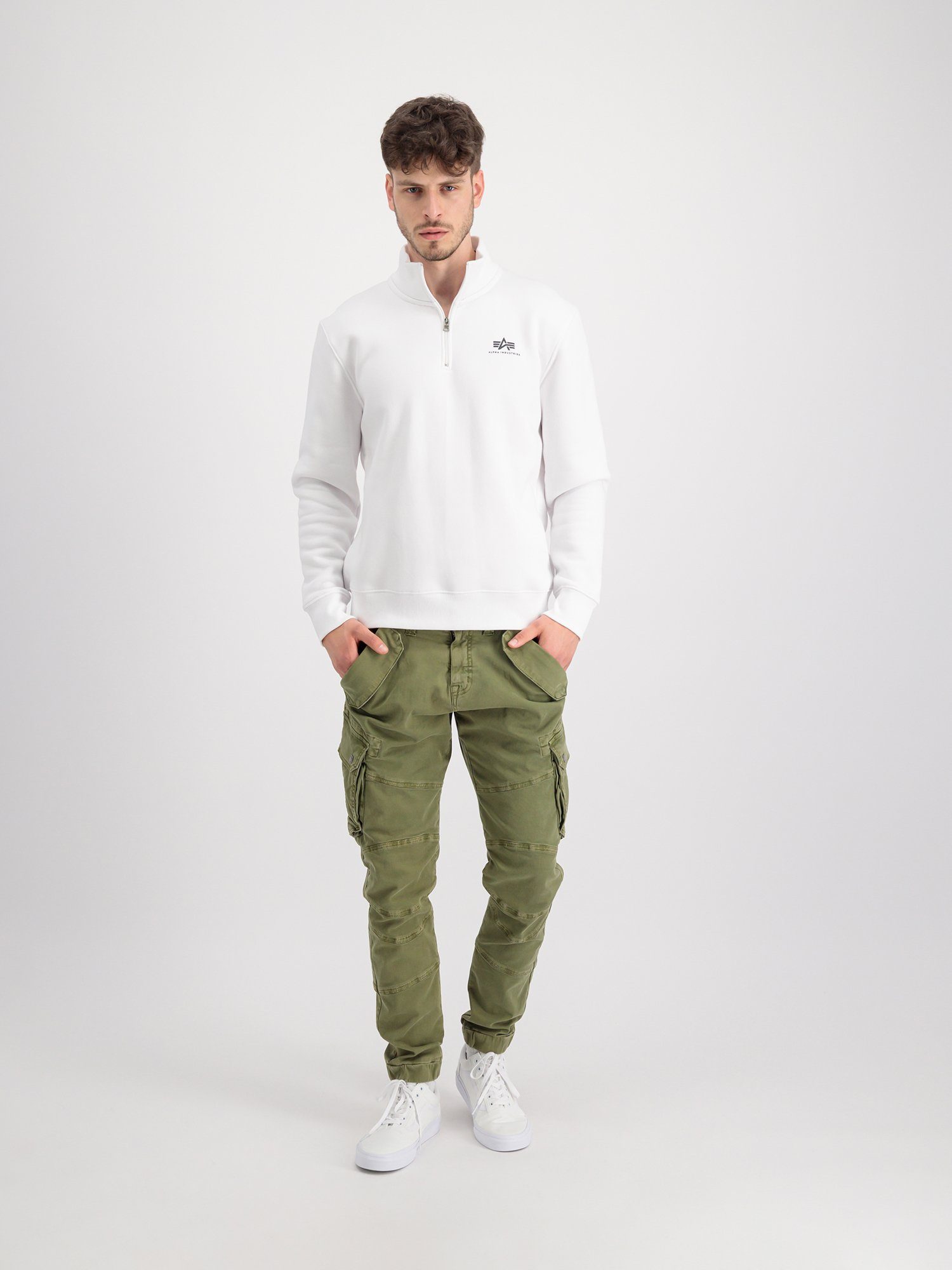 Industries Zip Sweater white Men SL Sweatshirts - Alpha Sweater Half Alpha Industries