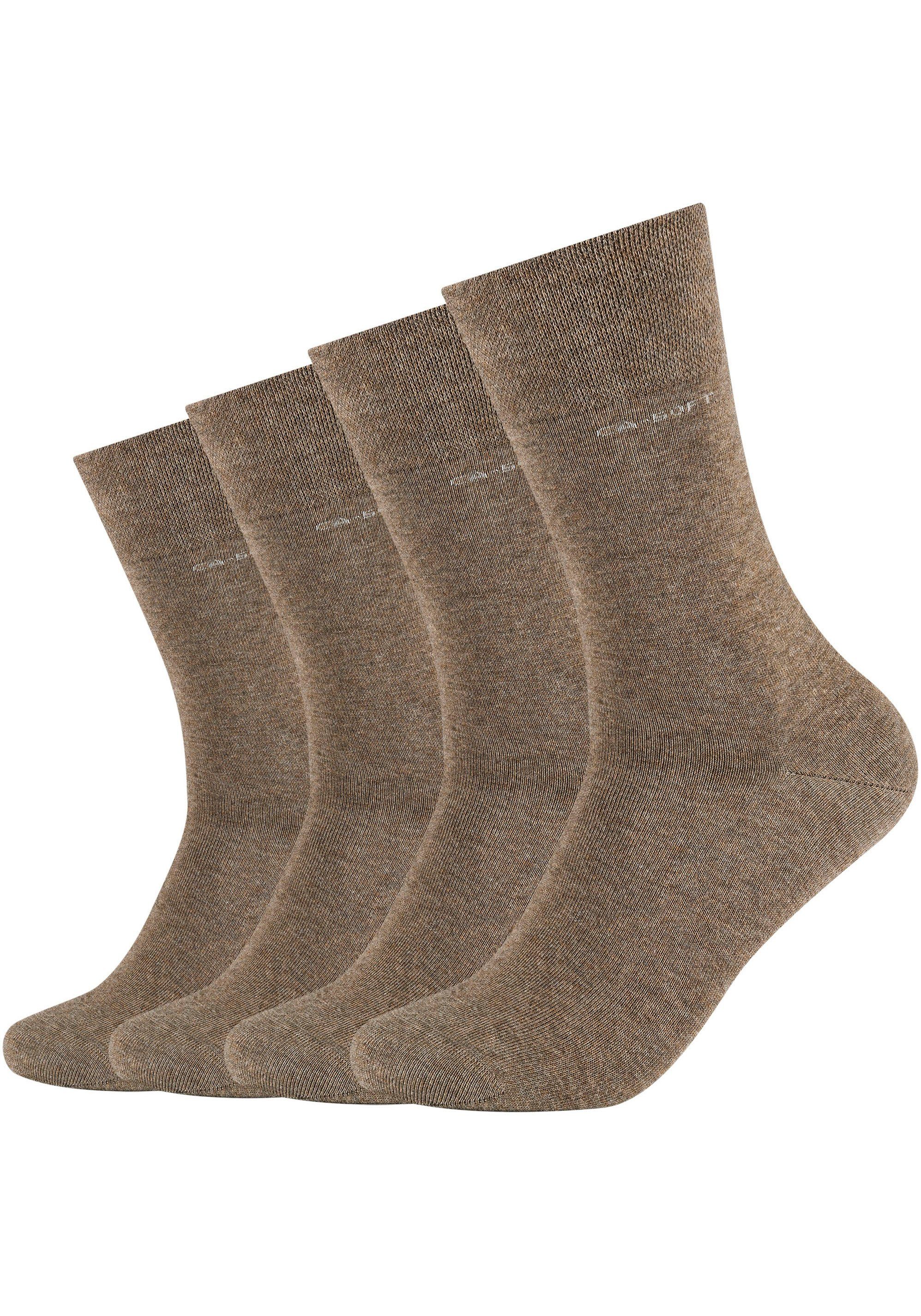 (Packung, und Fersen- verstärktem Camano 4-Paar) Zehenbereich camel-meliert Socken Mit