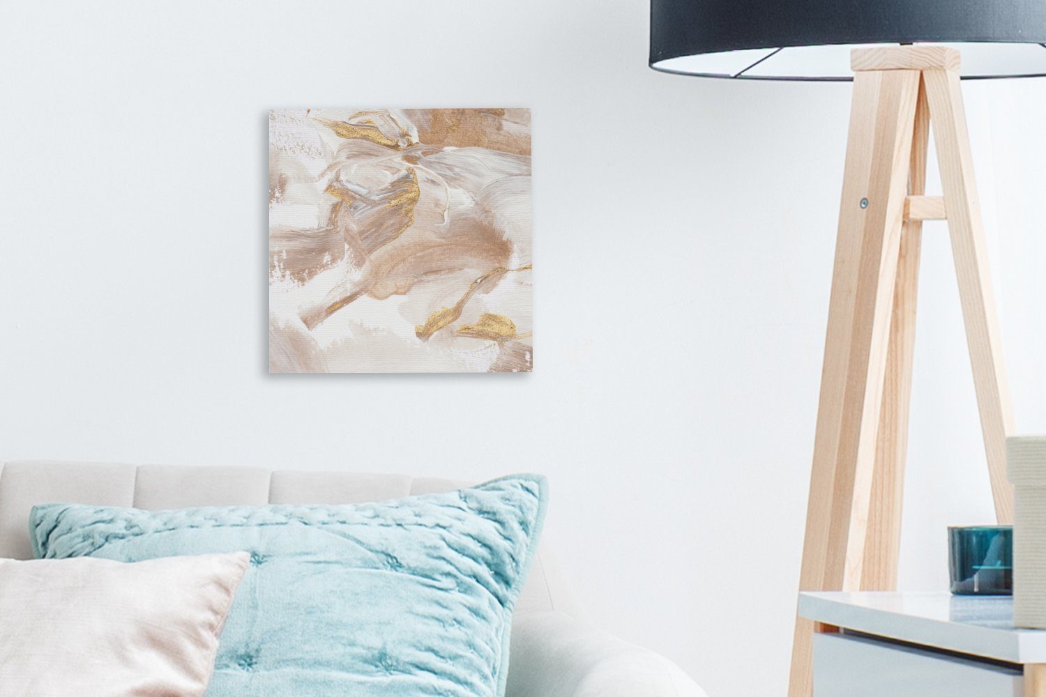 Schlafzimmer Wohnzimmer Leinwand Bilder - OneMillionCanvasses® St), (1 Aquarellfarbe für Gold Abstrakt, - Leinwandbild