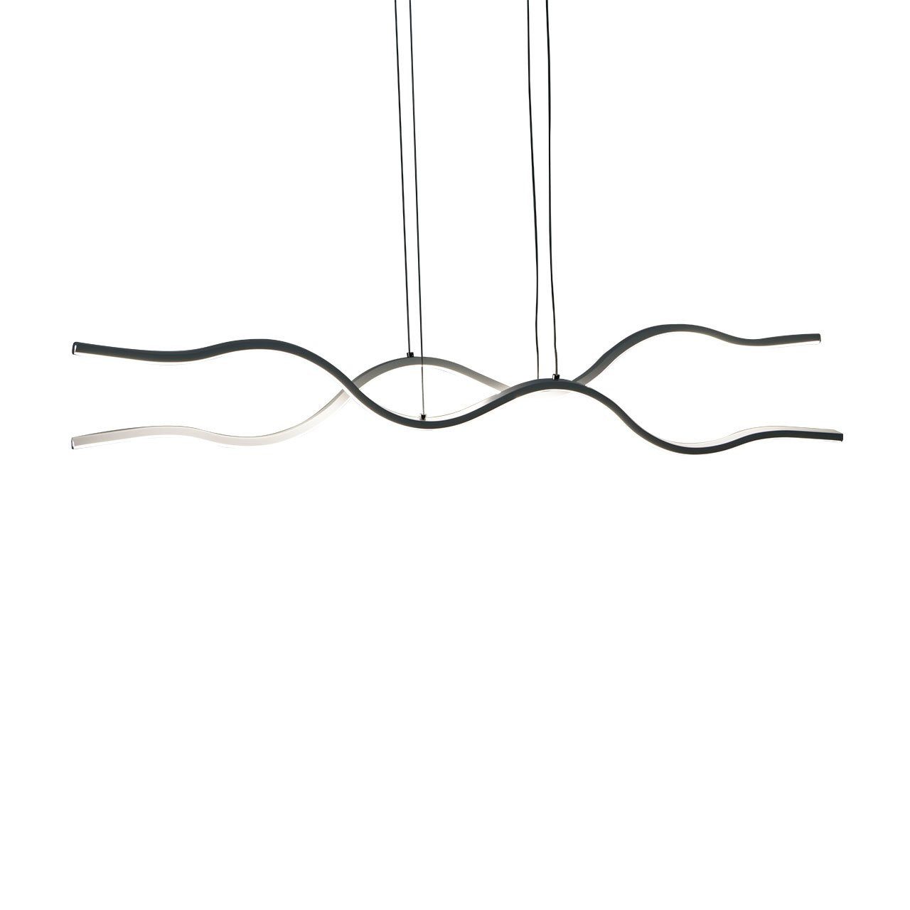 Almina LED Pendelleuchte Almina LED Hängelampe Modernes Wellen-Design, Schwarz-Silber, 100 cm