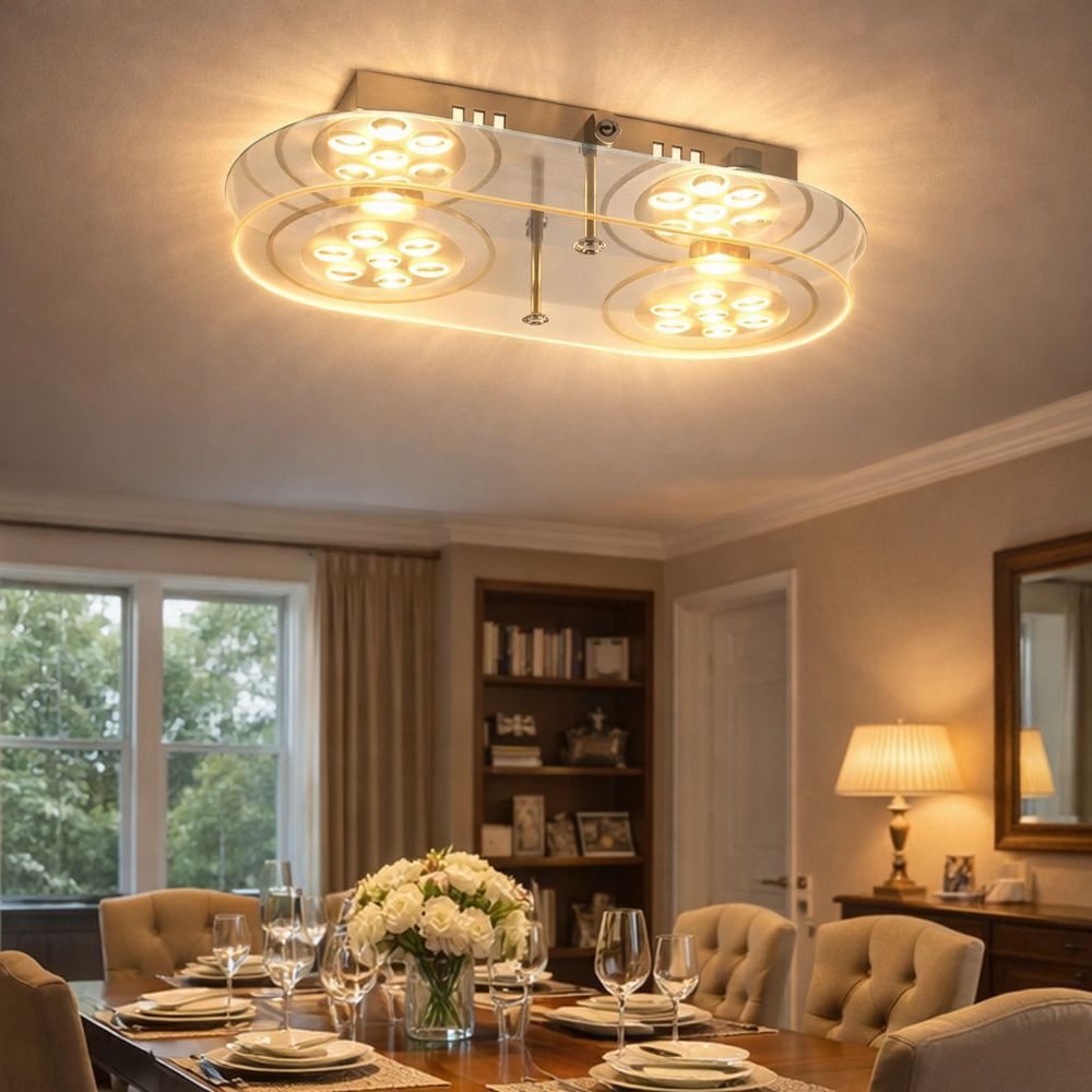 Esto LED Deckenleuchte, LED-Leuchtmittel fest verbaut, Warmweiß, 10 Watt COB-LED Deckenleuchte Chrom Wandlampe Beleuchtung Esszimmer