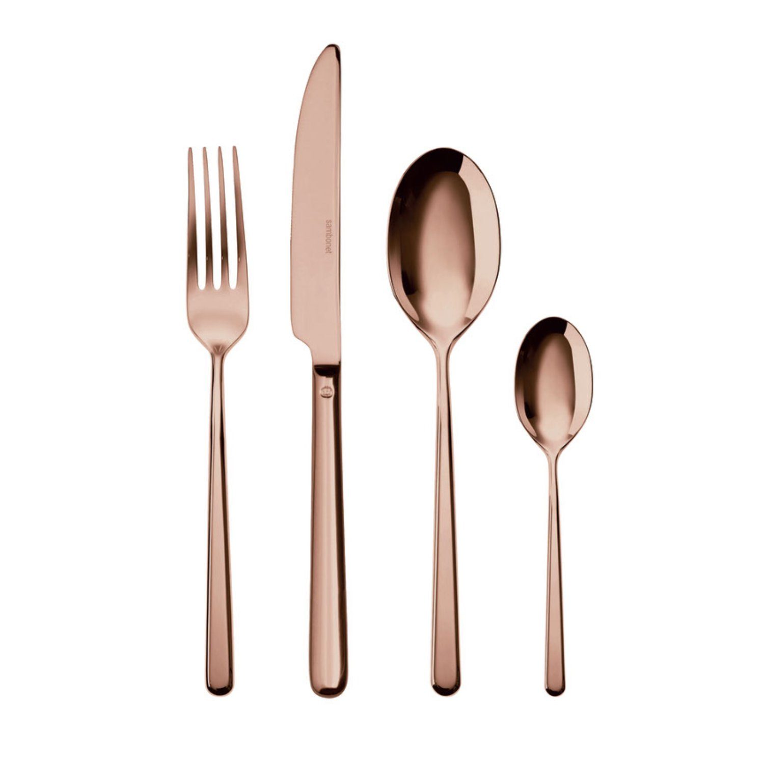 sambonet Besteck-Set Sambonet Linear Besteck 24tlg. Vh. Edelstahl/PVD Kupfer (24-tlg), 6 Personen, Edelstahl rostfrei