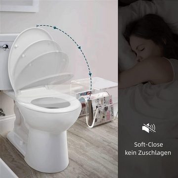 Woltu WC-Sitz, WC-Sitz Absenkautomatik, Fast Fix, Softclose Scharnier, Weiß